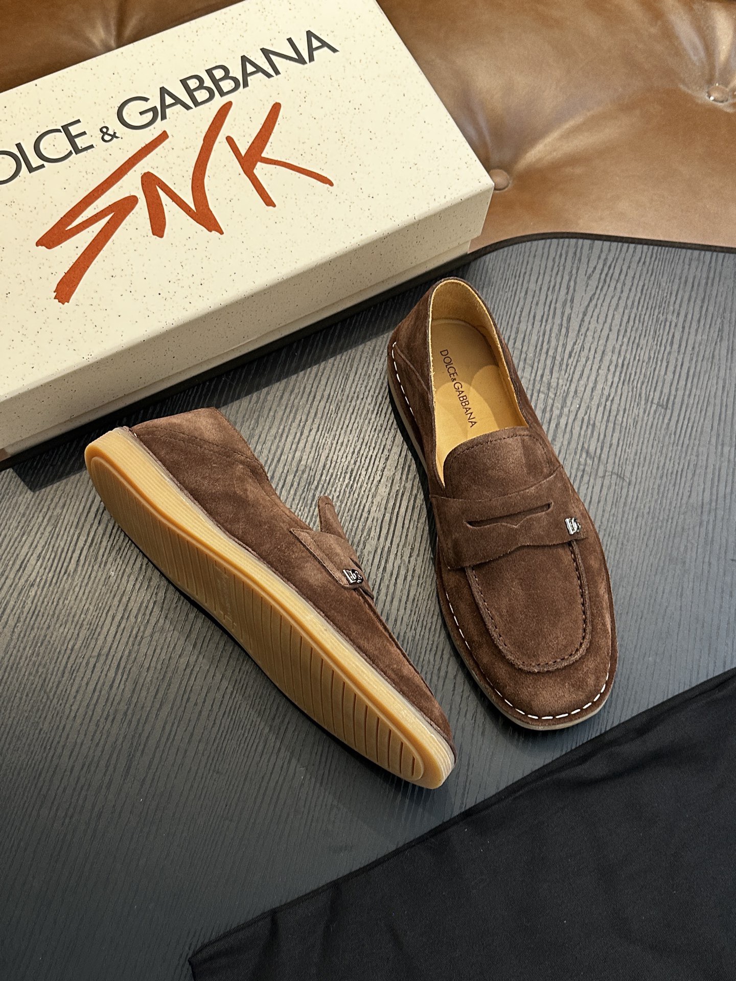 Лоферы мужские в стиле Dolce & Gabbana New Florio светло-коричневого цвета