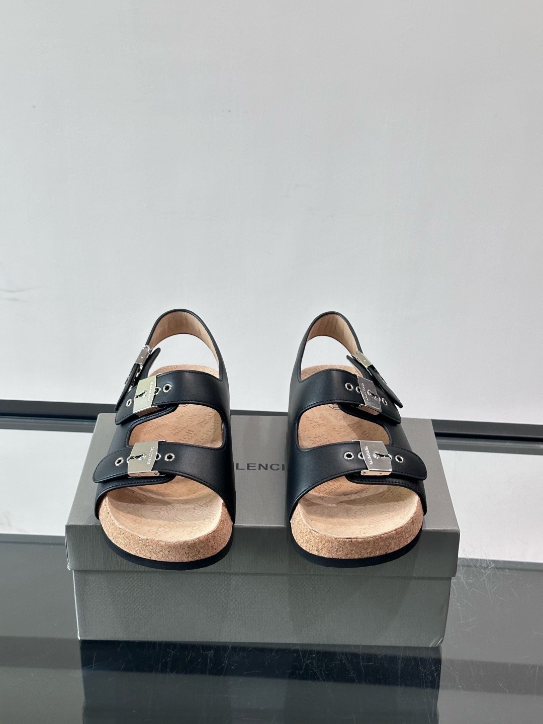 Сандалии мужские в стиле Balenciaga x Birkenstock Boston черного цвета