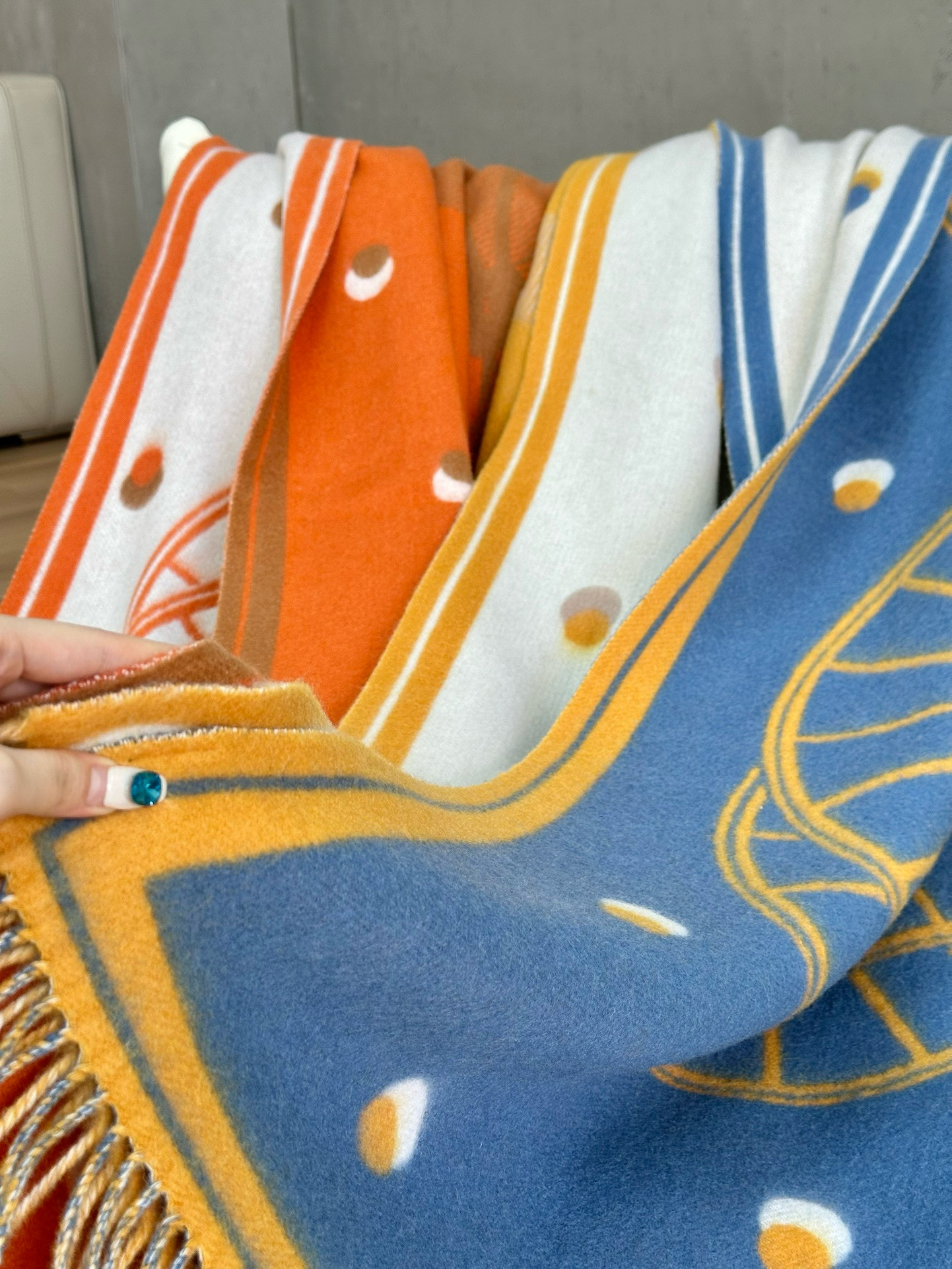 Плед унисекс в стиле Hermes Cheval Cabriolet из шерсти и кашемира (3 цвета)