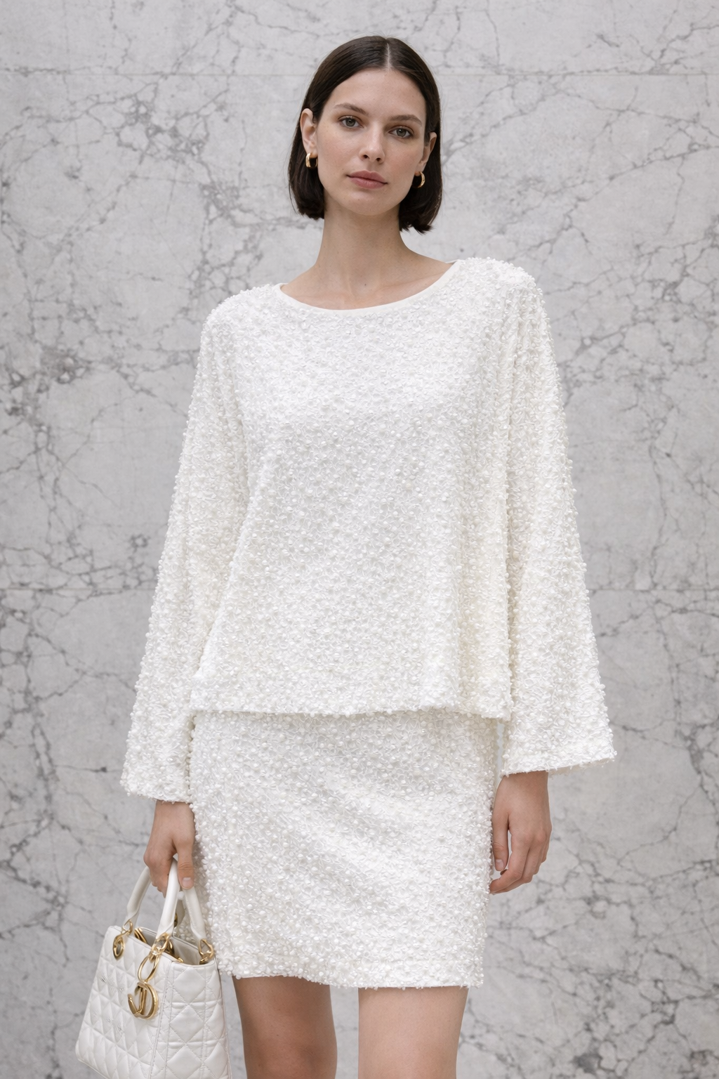 Комплект женский в стиле Saint Laurent белого цвета