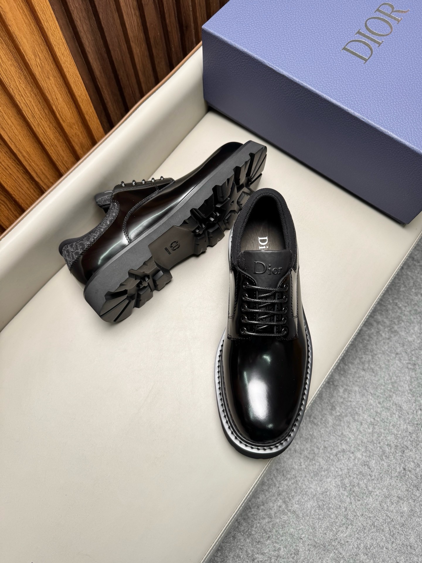 Дерби мужские в стиле Dior Homme чёрного цвета