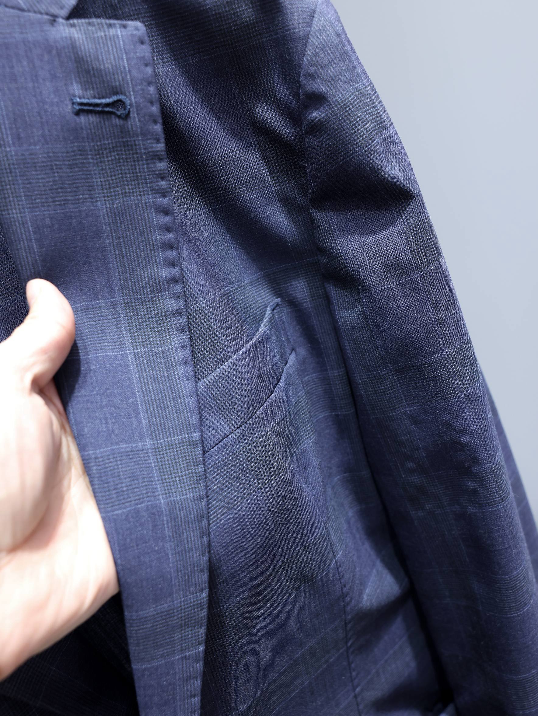 Пиджак мужской в стиле Zegna XXX Techmerino тёмно-синего цвета в клетку