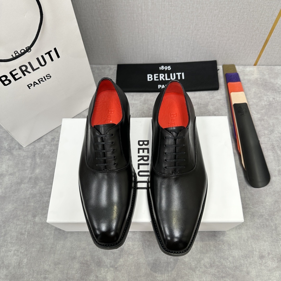 Туфли мужские в стиле Berluti классические оксфорды черного цвета