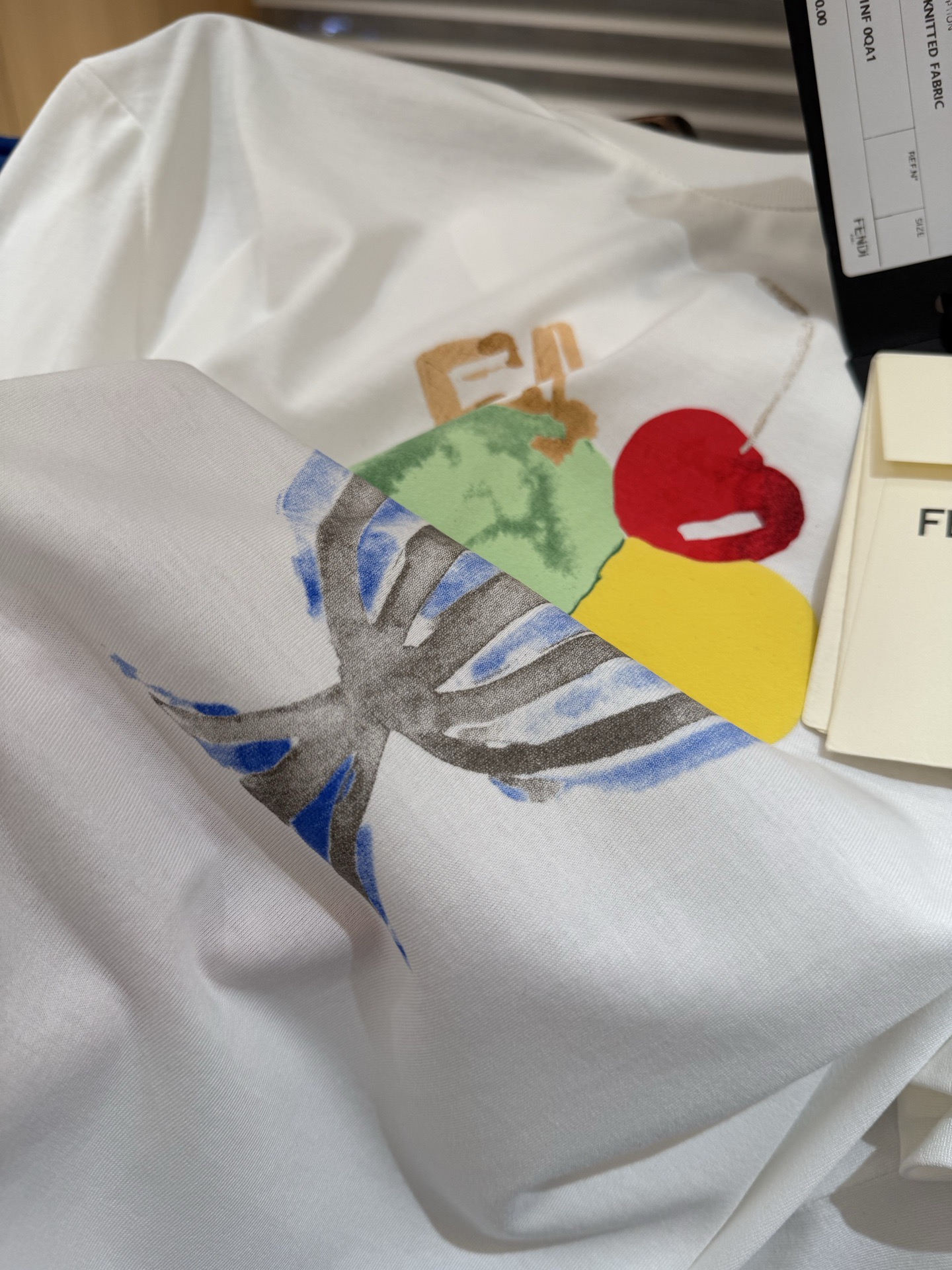 Футболка мужская в стиле Fendi с принтом мороженого белого цвета