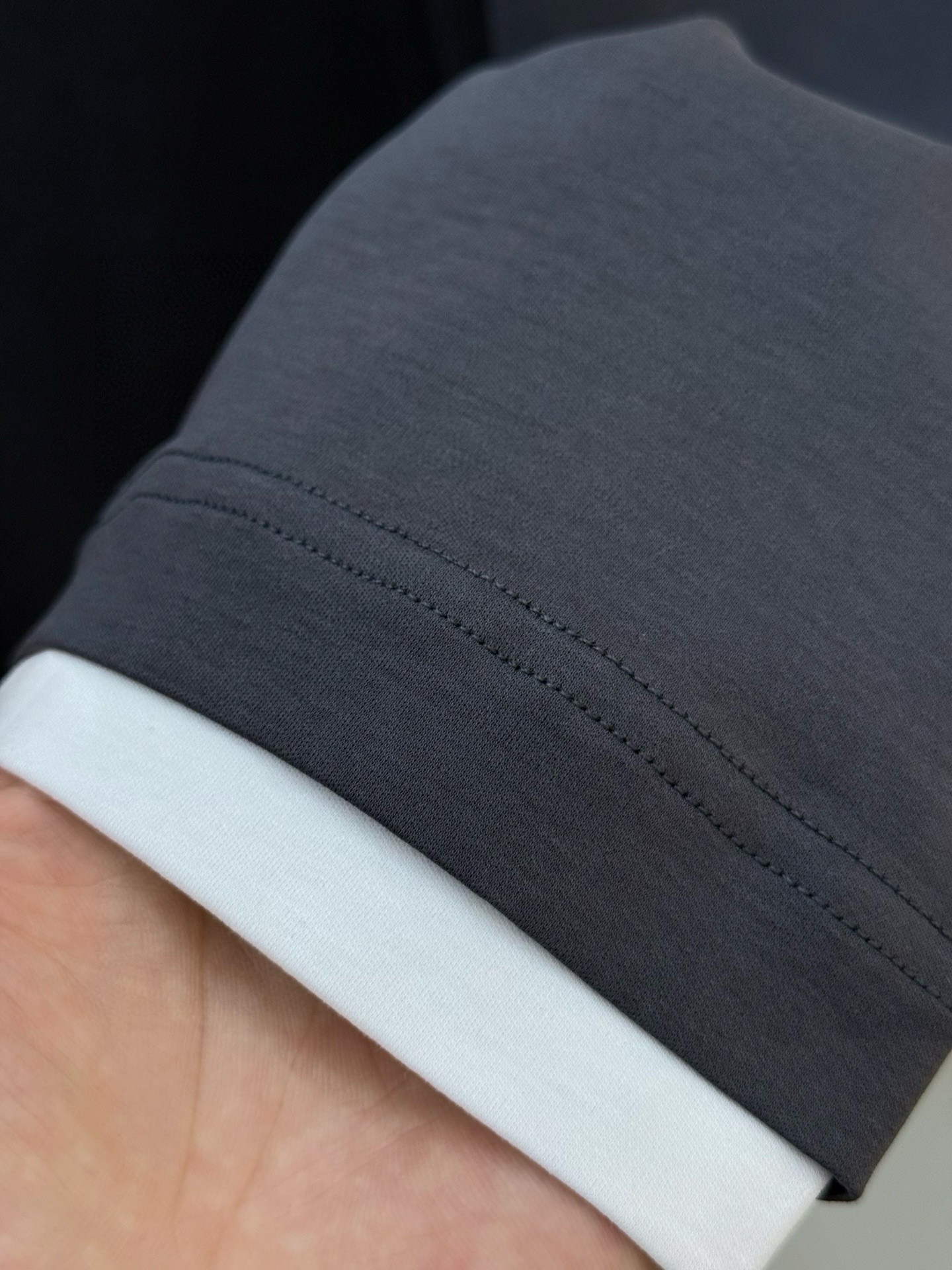 Лонгслив мужской в стиле Brioni Bri с эффектом двойного слоя из хлопка серого цвета