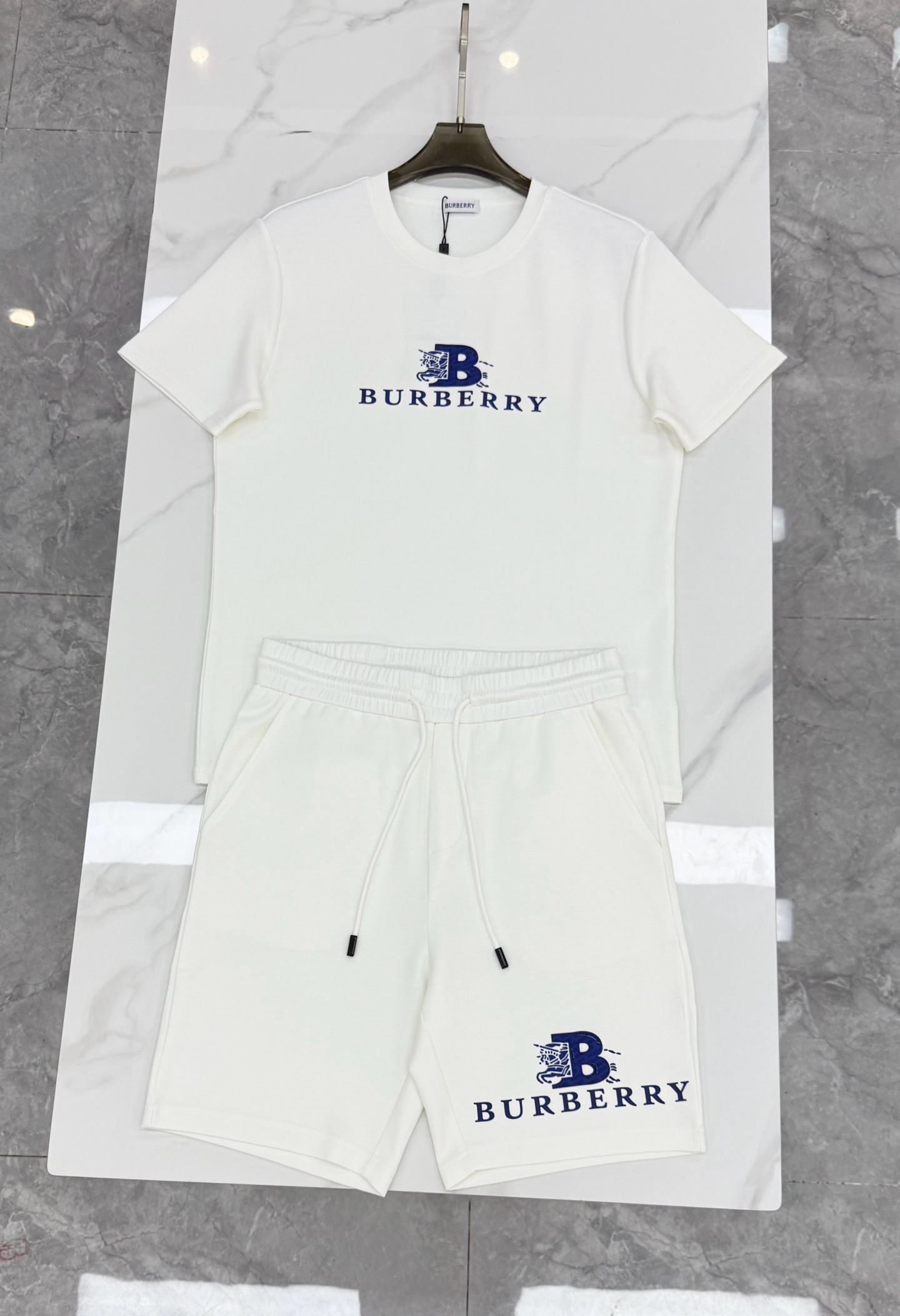 Футболка мужская в стиле Burberry белого цвета с логотипом