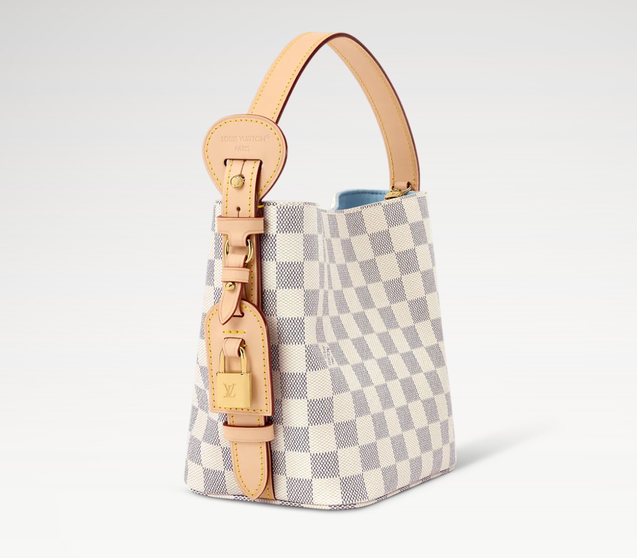 Сумка женская в стиле Louis Vuitton All In BB Damier Azur светлая
