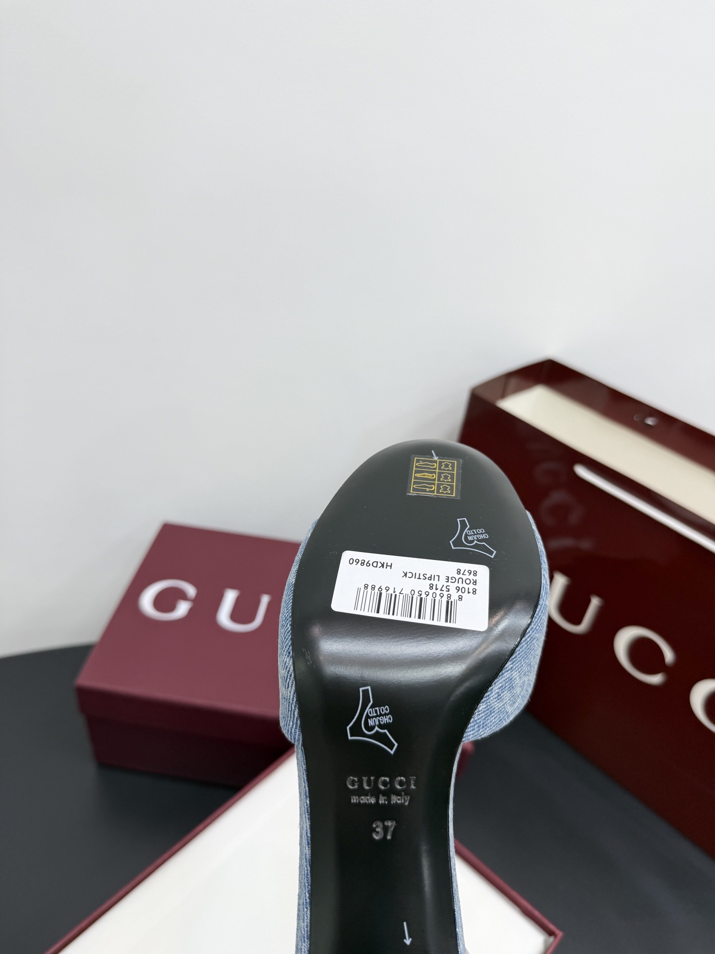 Мюли женские в стиле Gucci Horsebit голубого цвета