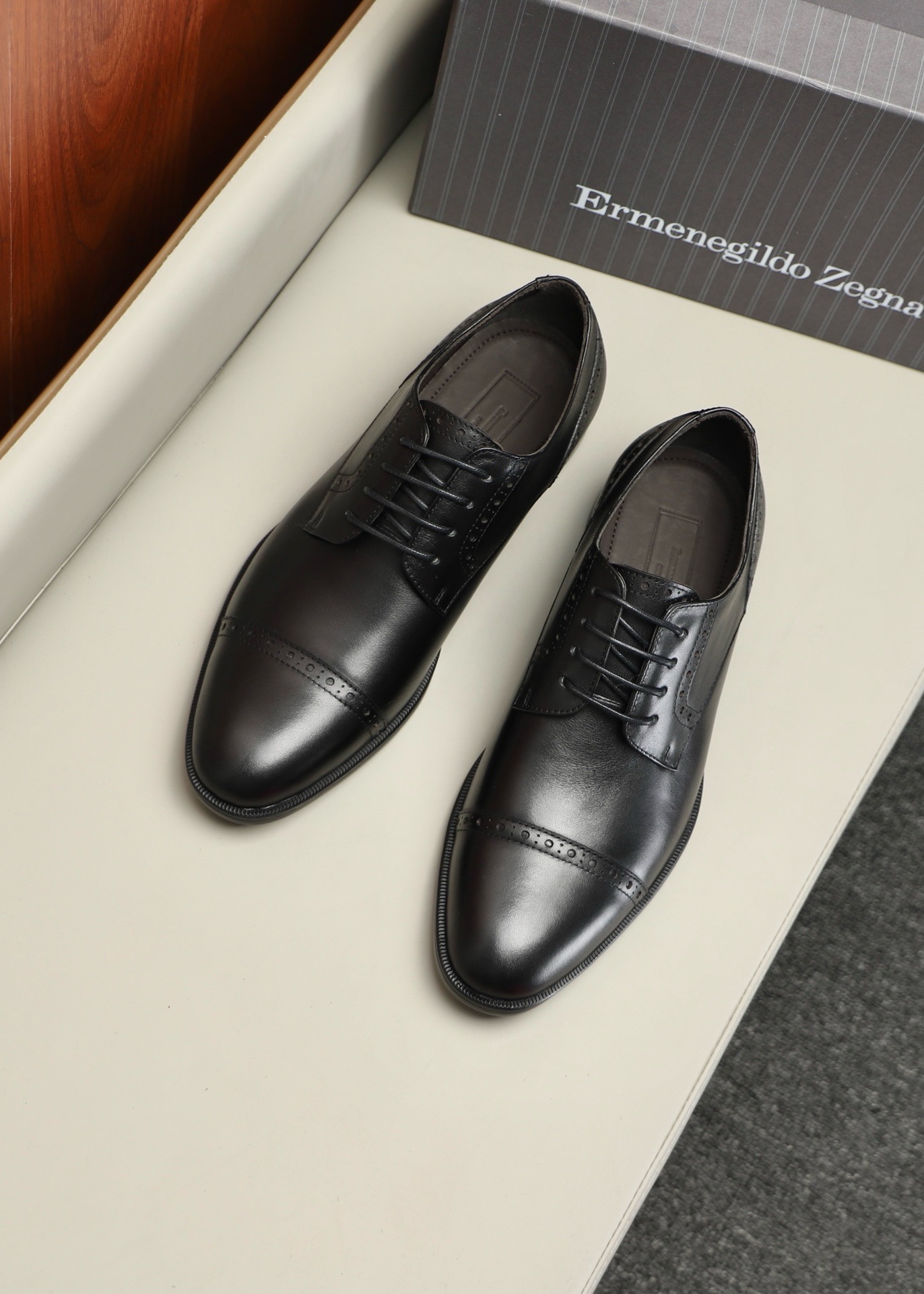 Оксфорды мужские в стиле Zegna Lace чёрного цвета
