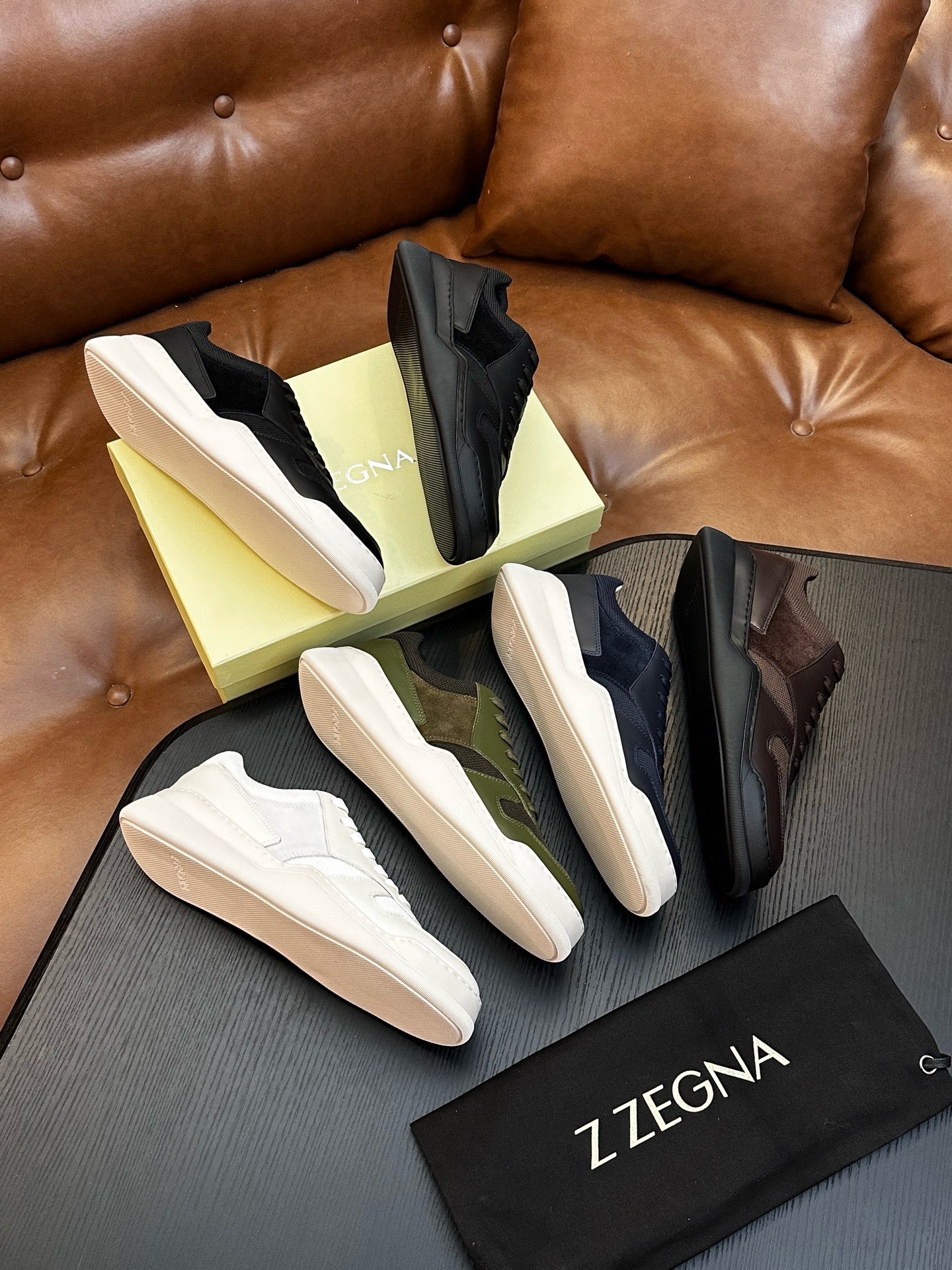 Кроссовки мужские Zegna Triple Stitch Monte чёрного цвета