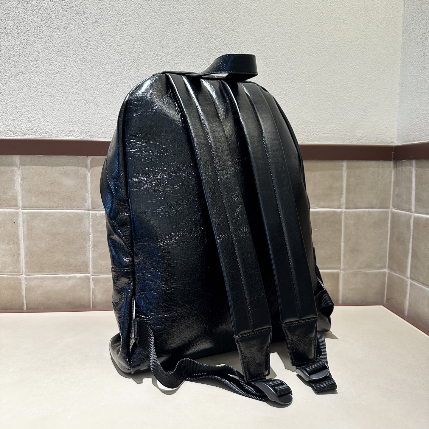Рюкзак мужской в стиле Balenciaga Monaco из натуральной кожи чёрного цвета