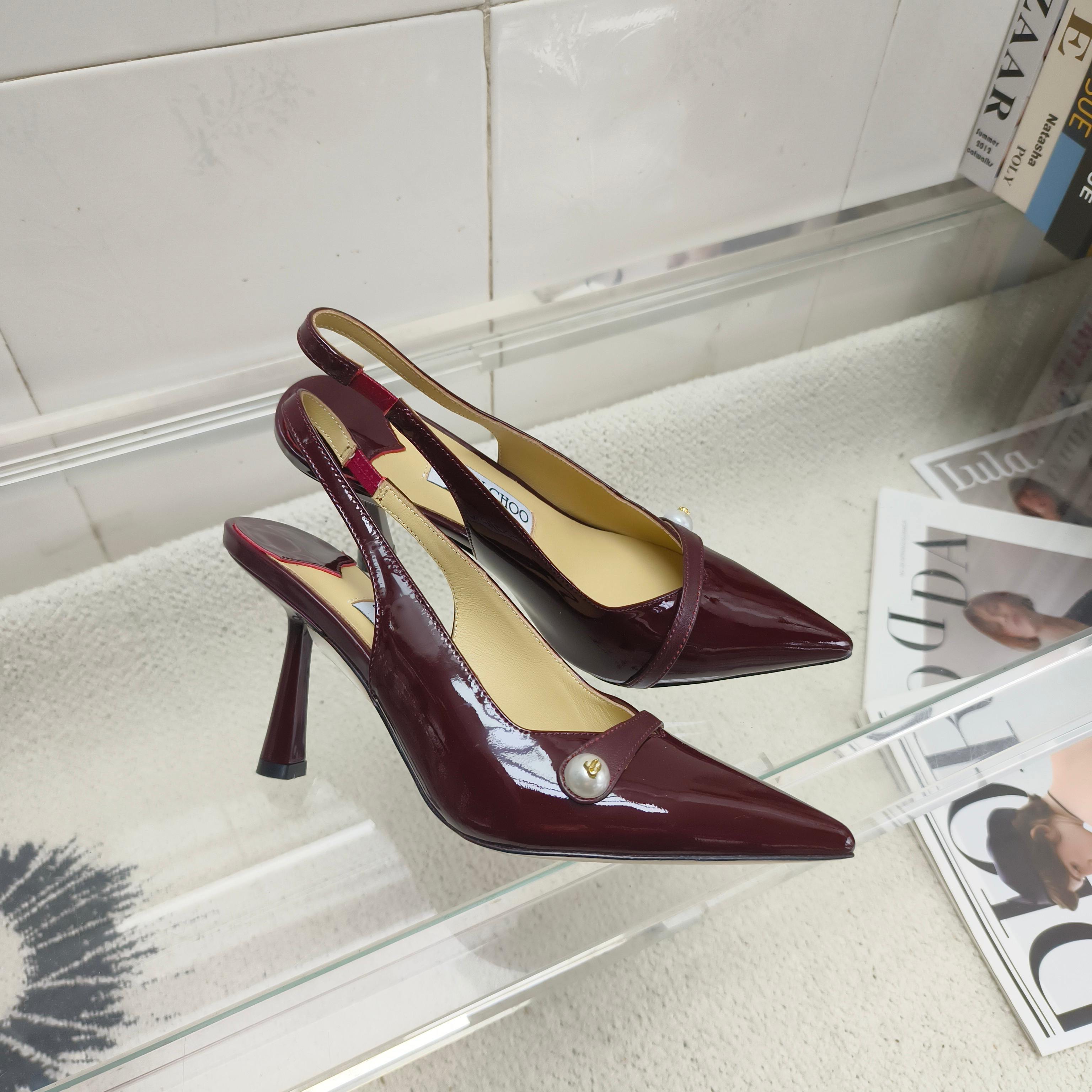 Босоножки женские в стиле Jimmy Choo Ray бордового цвета