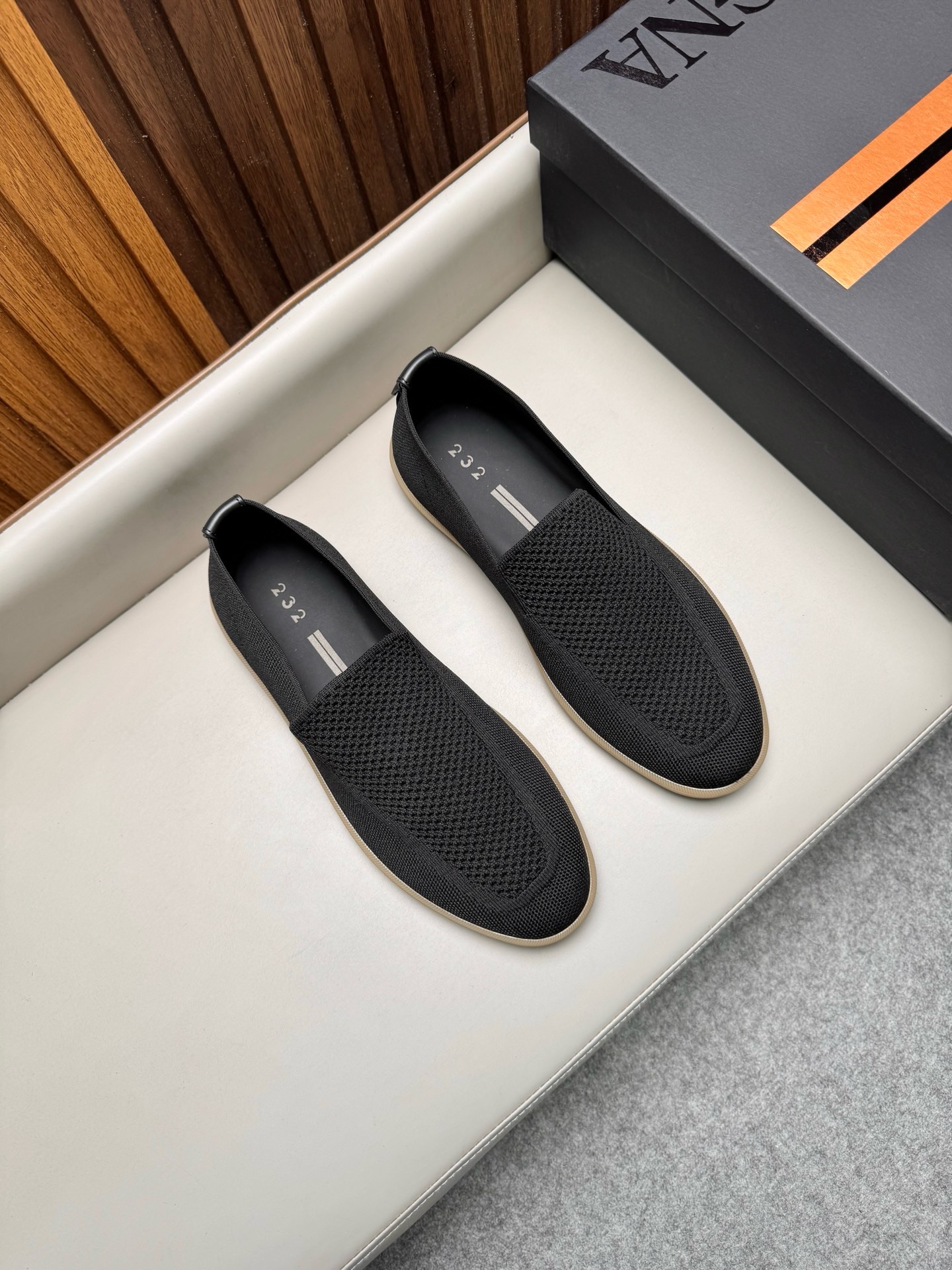 Лоферы мужские Zegna Triple Stitch Monte чёрного цвета