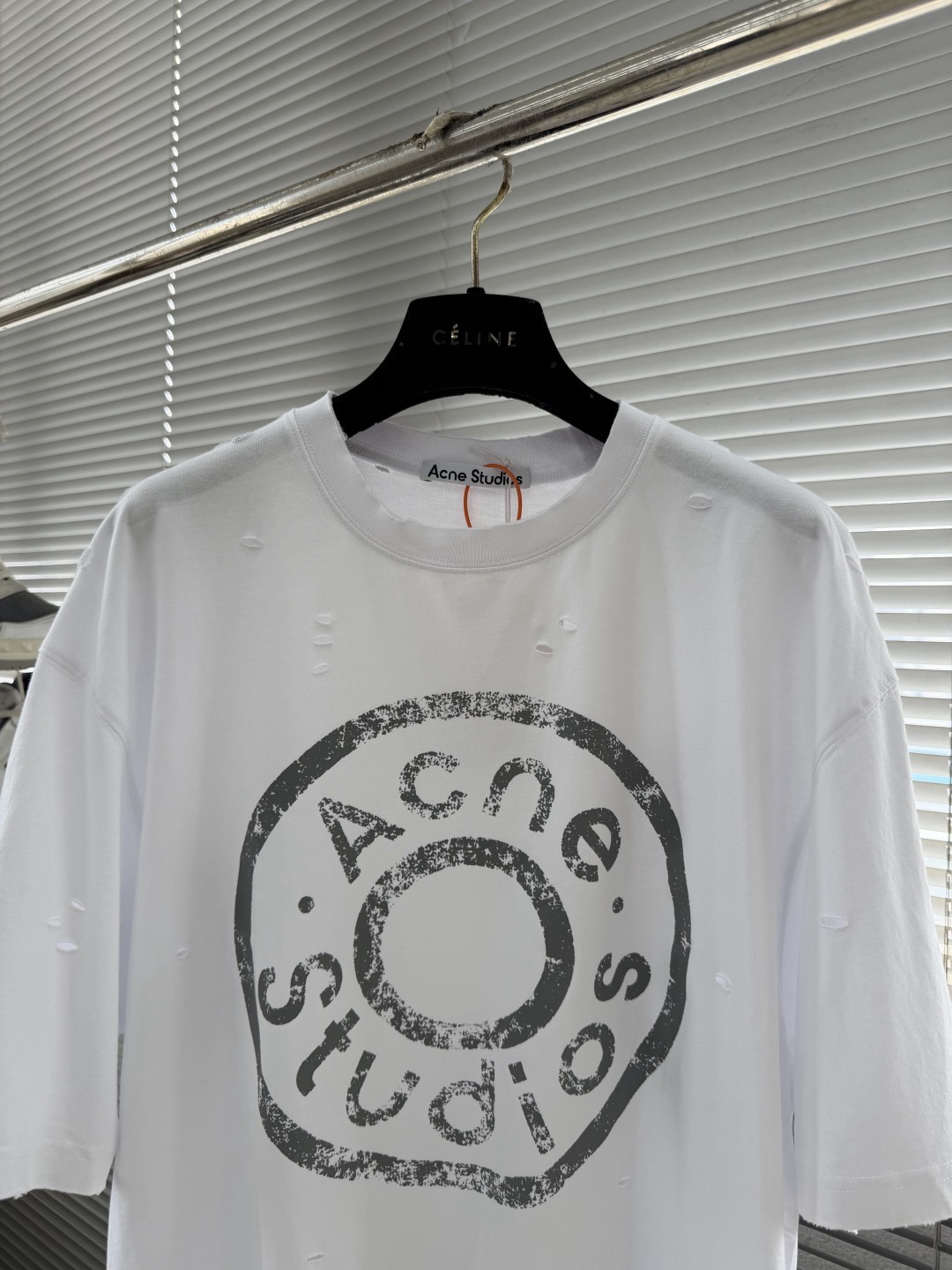 Футболка мужская в стиле Acne Studios с принтом белого цвета