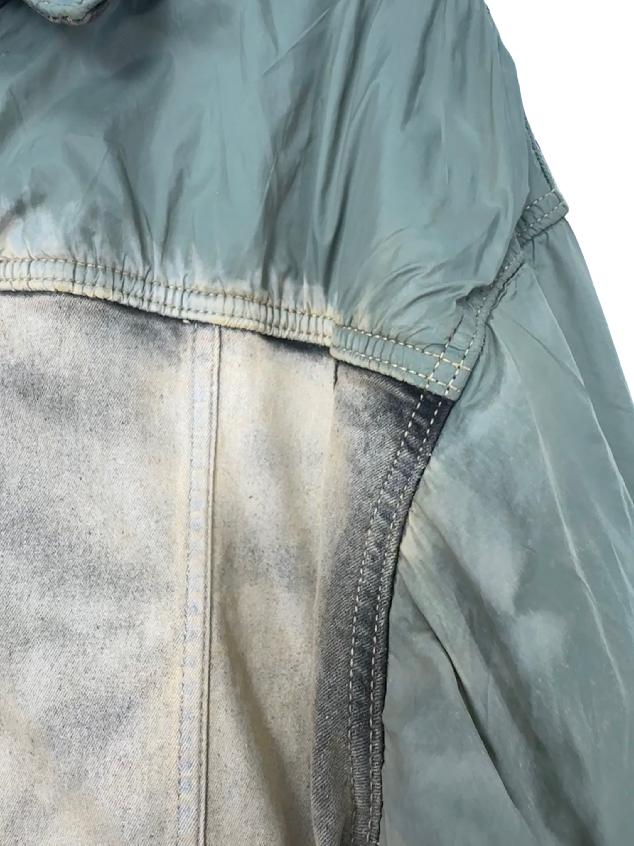 Куртка унисекс в стиле Rick Owens DRKSHDW из комбинированных материалов с эффектом состаривания