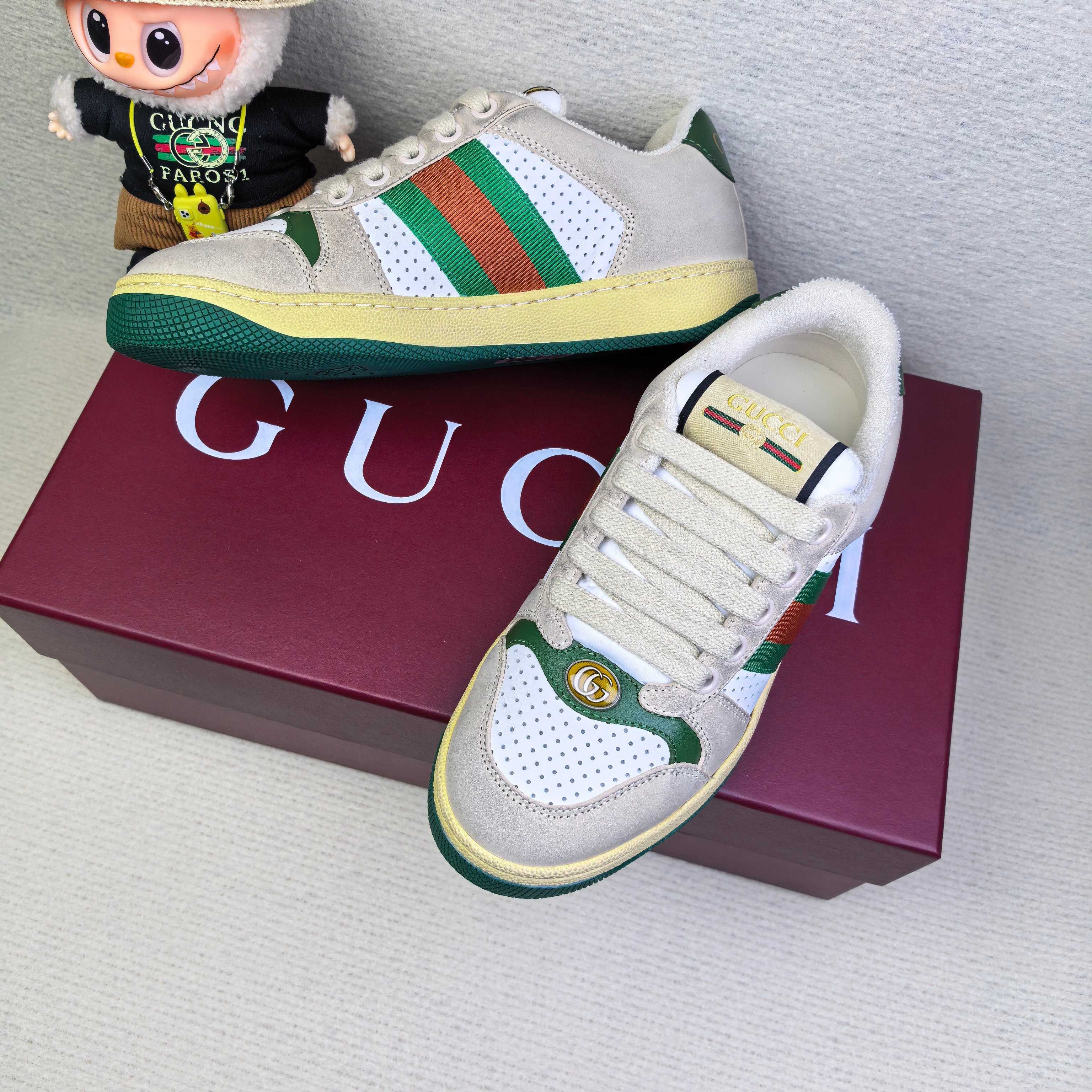 Кроссовки унисекс в стиле Gucci комбинированного белого цвета