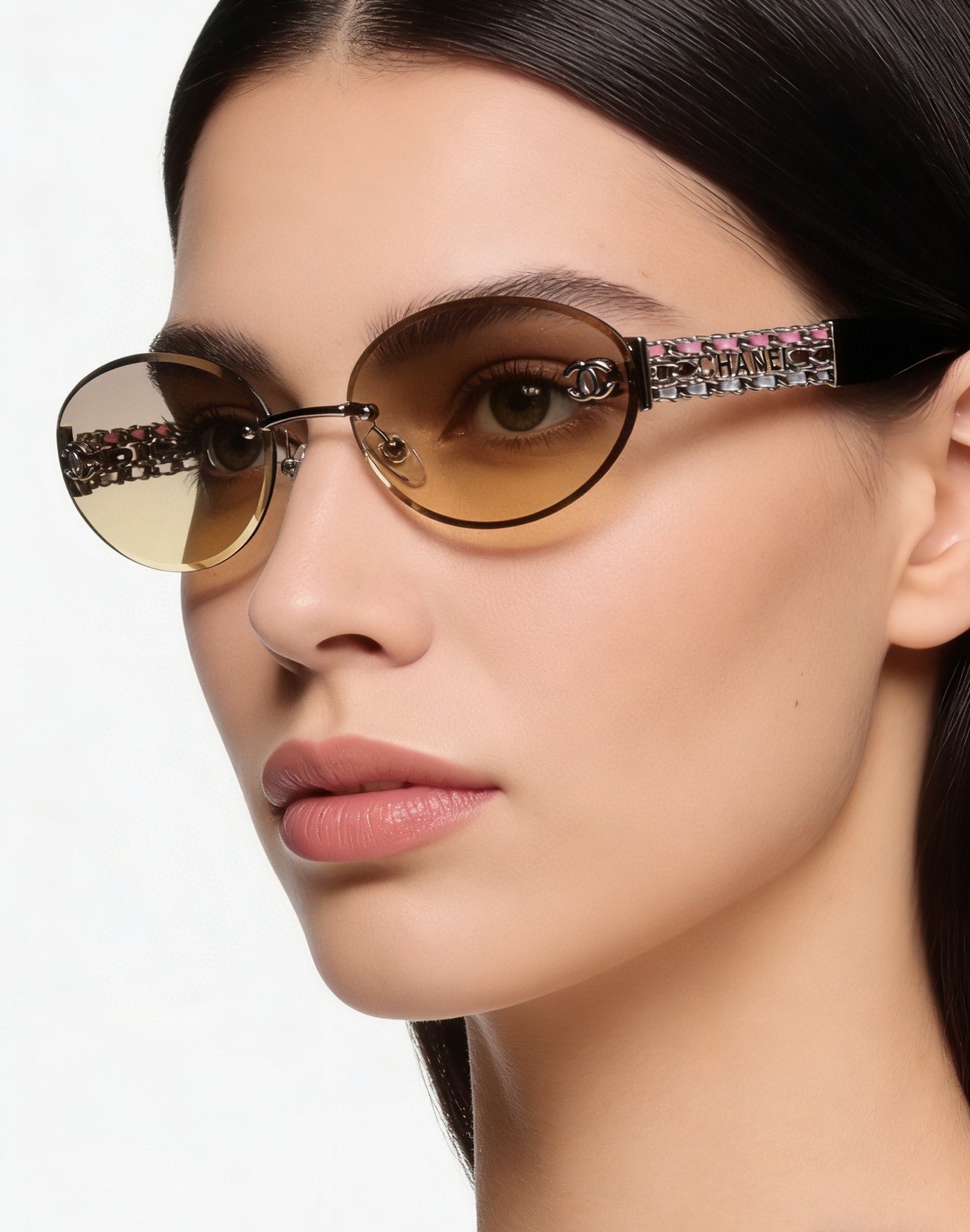 Очки солнцезащитные женские в стиле Chanel узкой овальной формы