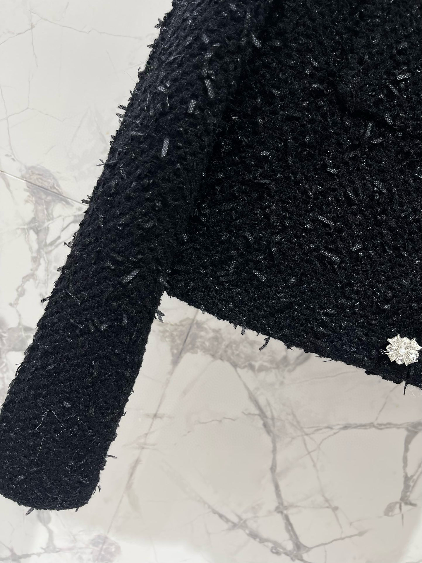 Жакет женский в стиле Self-Portrait с кристаллами, черного цвета