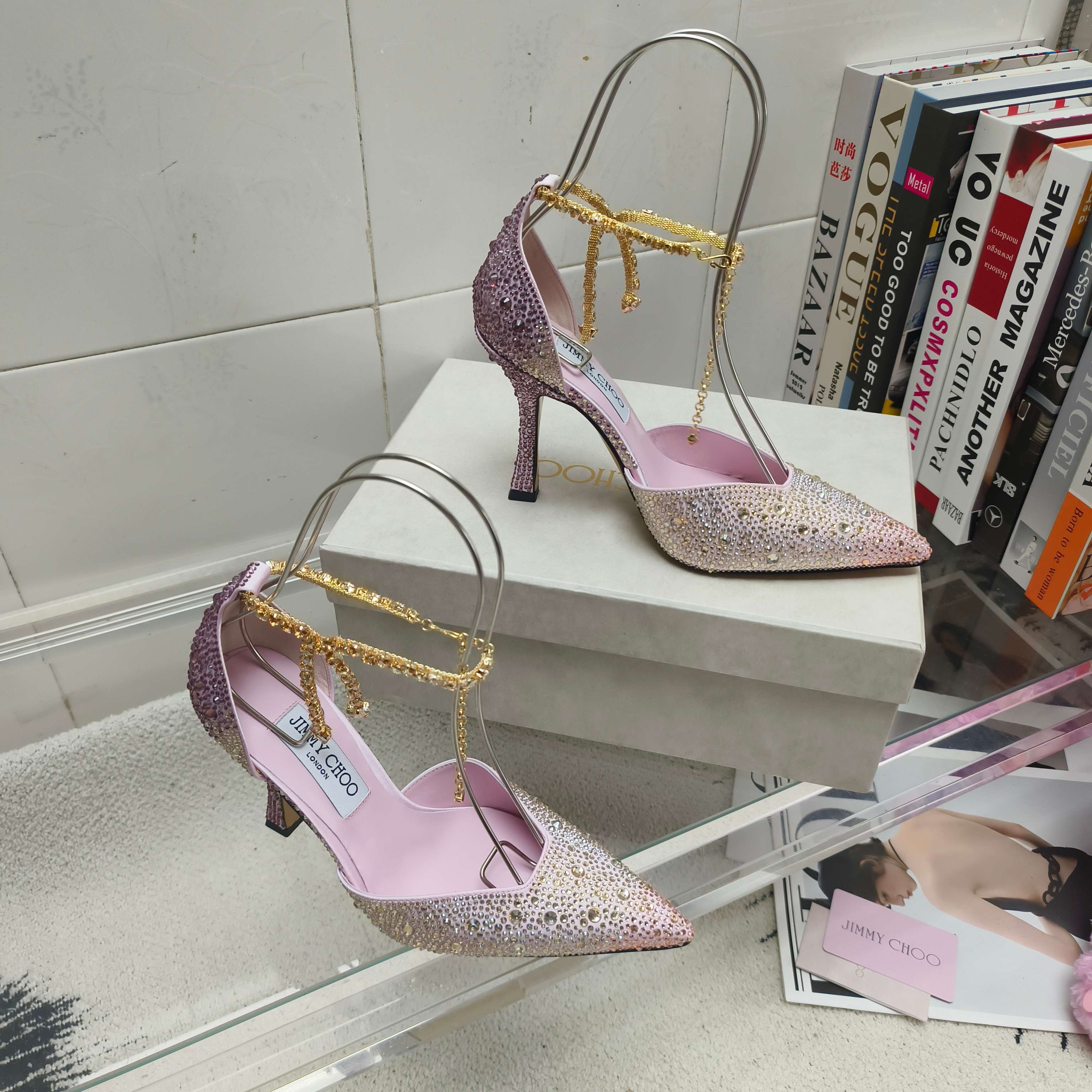 Туфли женские в стиле Jimmy Choo розового цвета