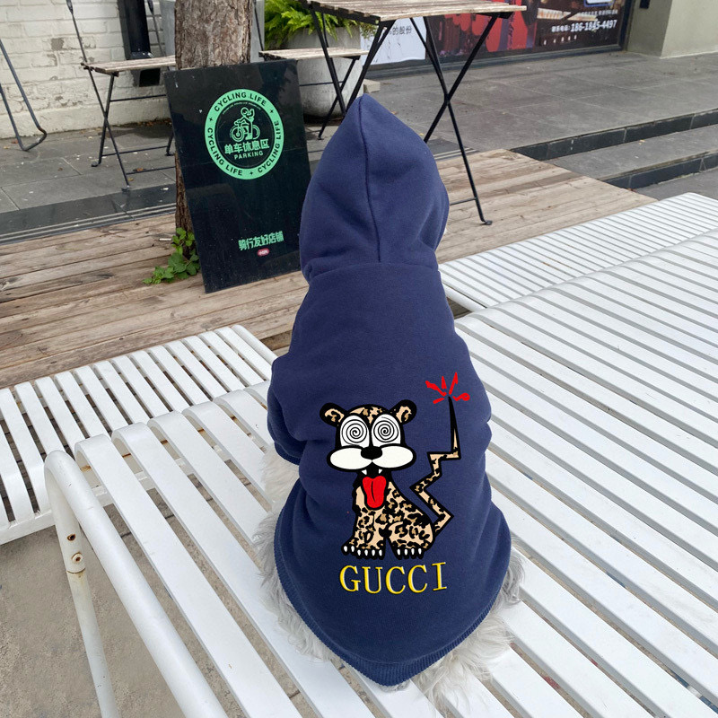 Худи для собак в стиле Gucci Tiger с принтом тигра синего цвета