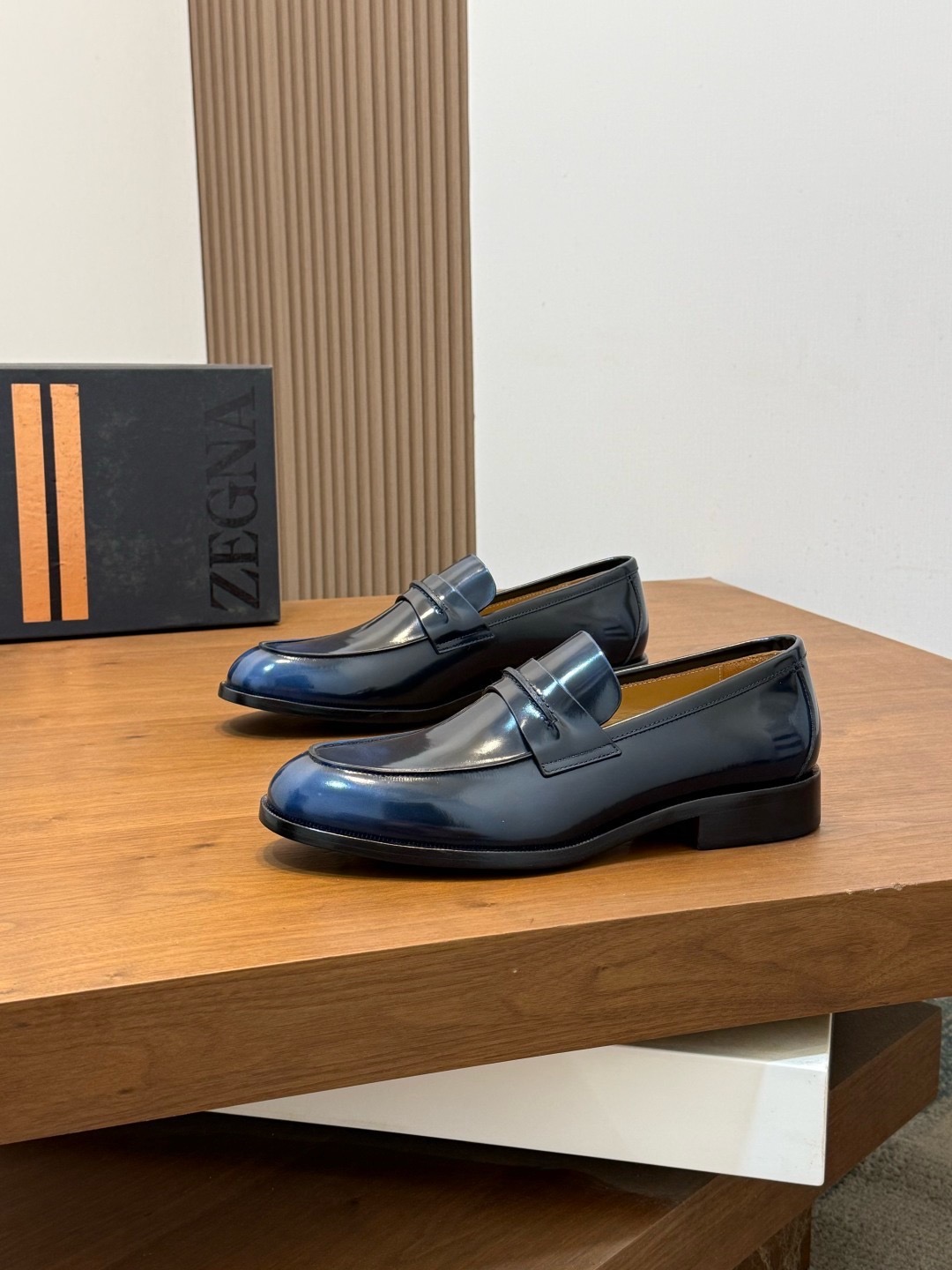 Лоферы мужские Zegna Lace темно-синего цвета