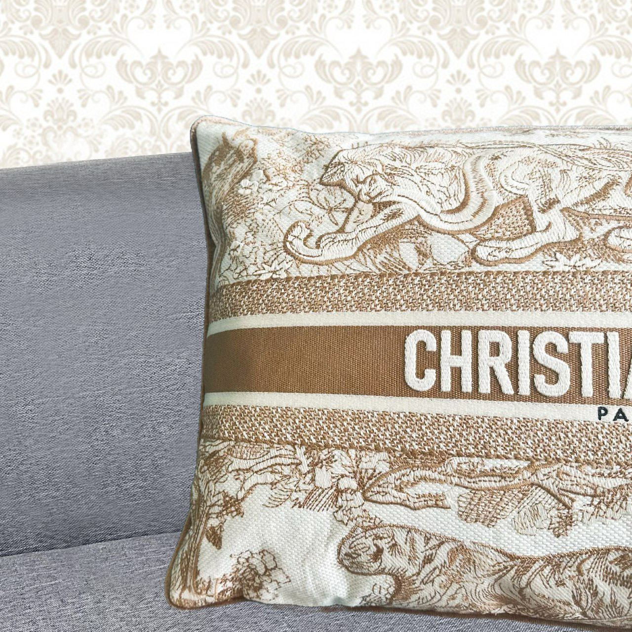  Подушка декоративная в стиле Dior с анималистичным принтом и картографическим принтом, 30×50 см