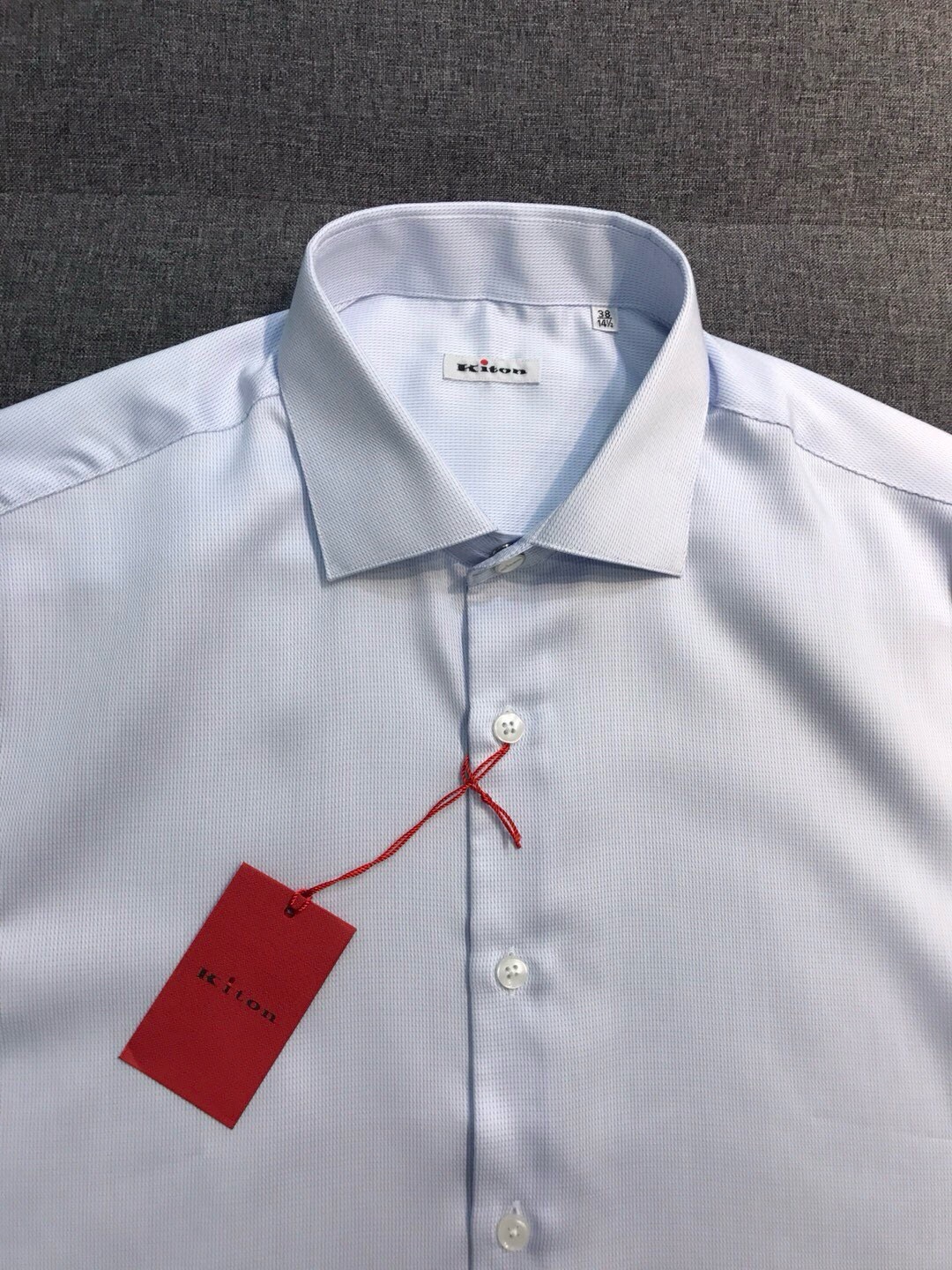 Рубашка мужская Kiton светло-голубого цвета с коротким рукавом