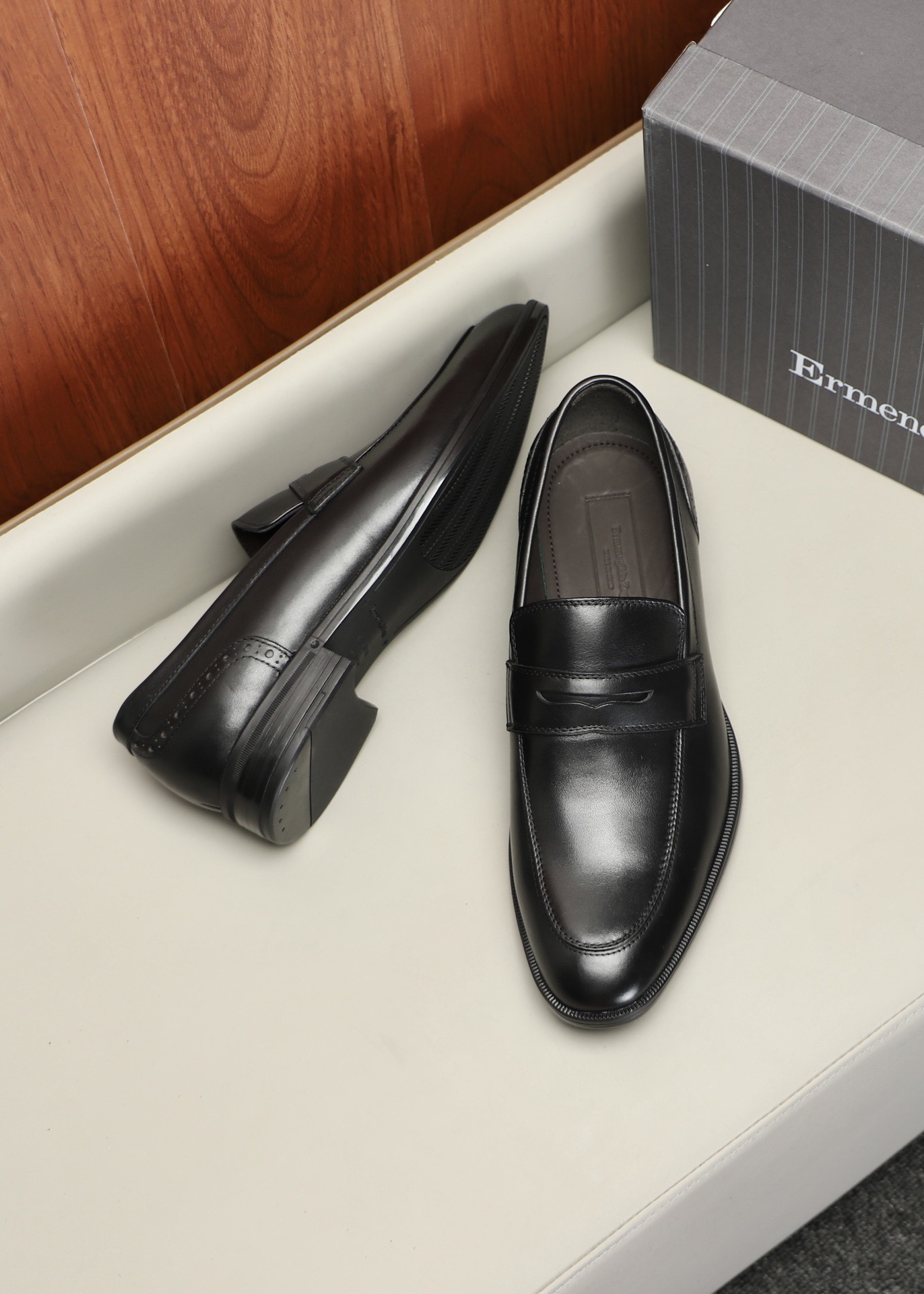Лоферы мужские в стиле Ermenegildo Zegna чёрного цвета