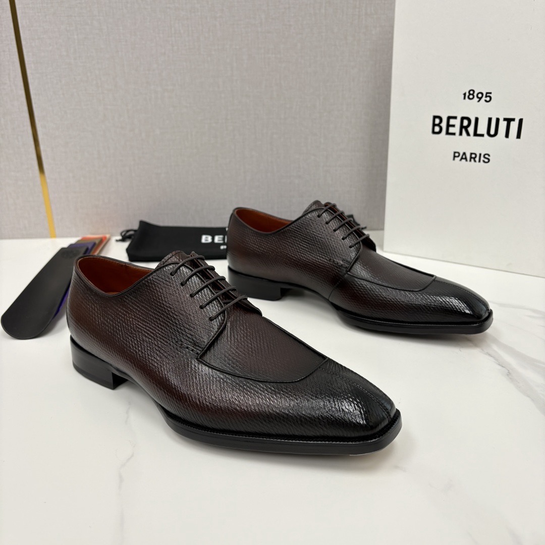 Туфли мужские Berluti классические оксфорды коричневого цвета