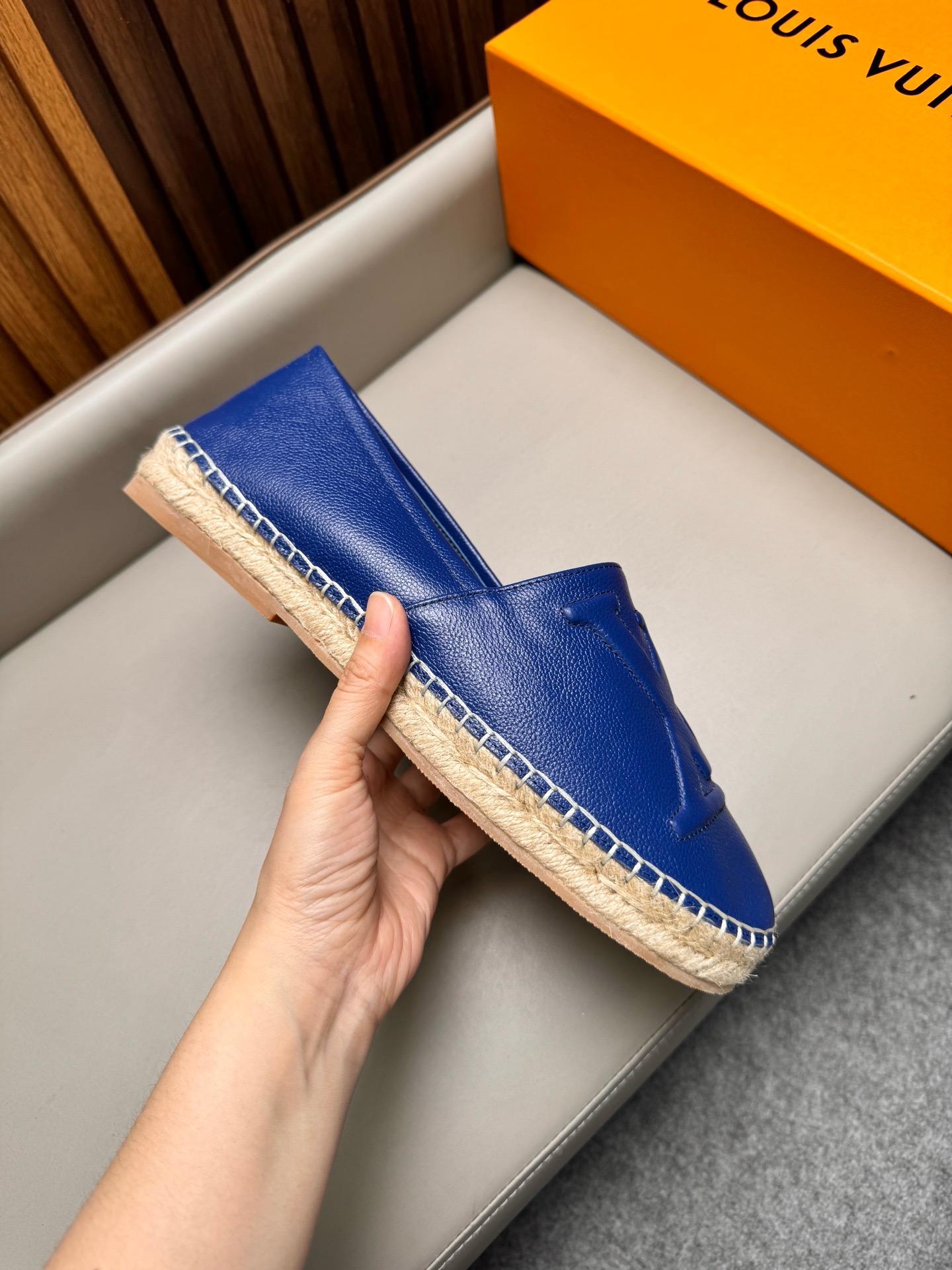 Эспадрильи мужские в стиле Louis Vuitton синего цвета