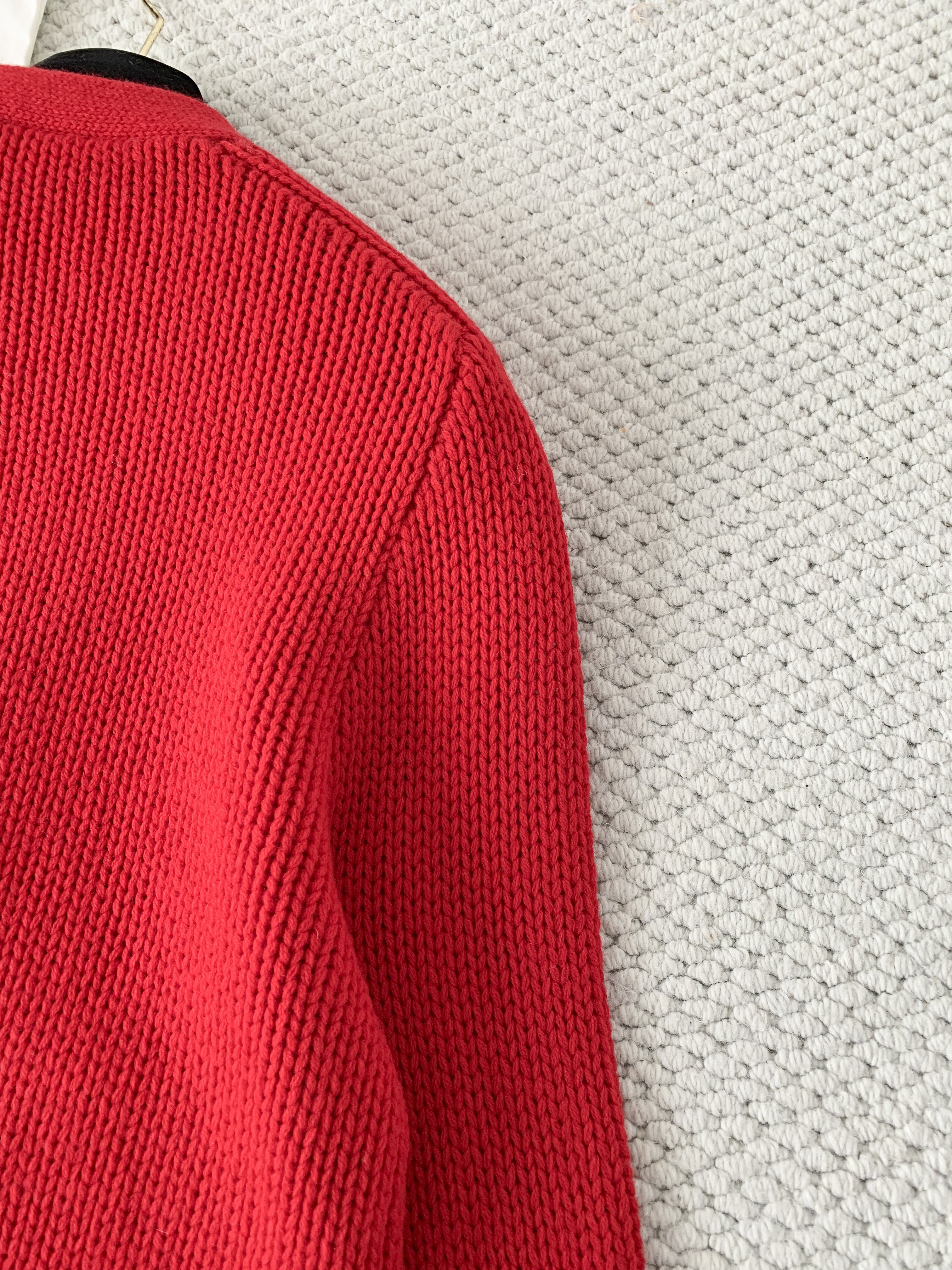 Кардиган женский в стиле Celine V-neck из шерсти красного цвета