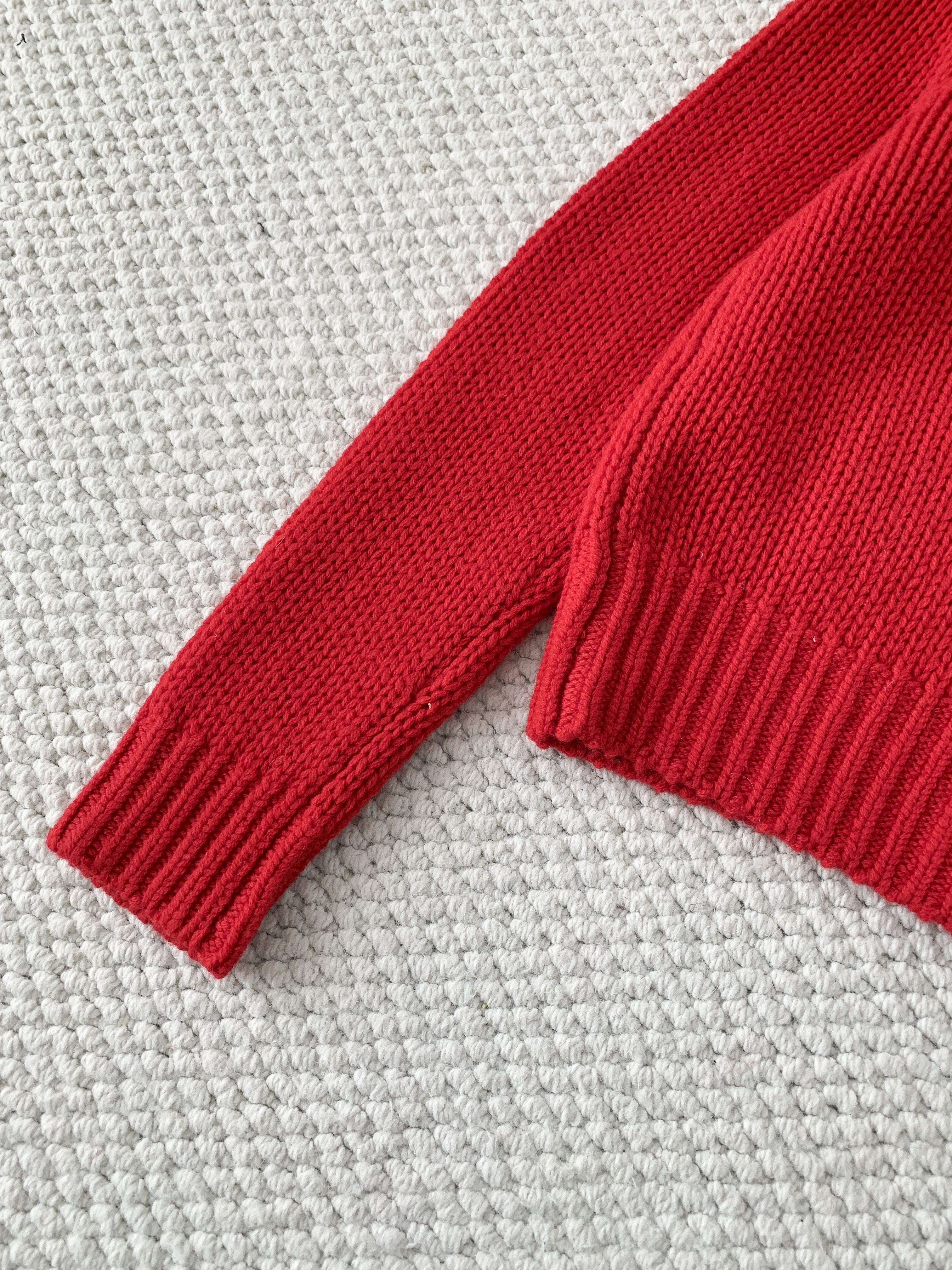 Кардиган женский в стиле Celine V-neck из шерсти красного цвета