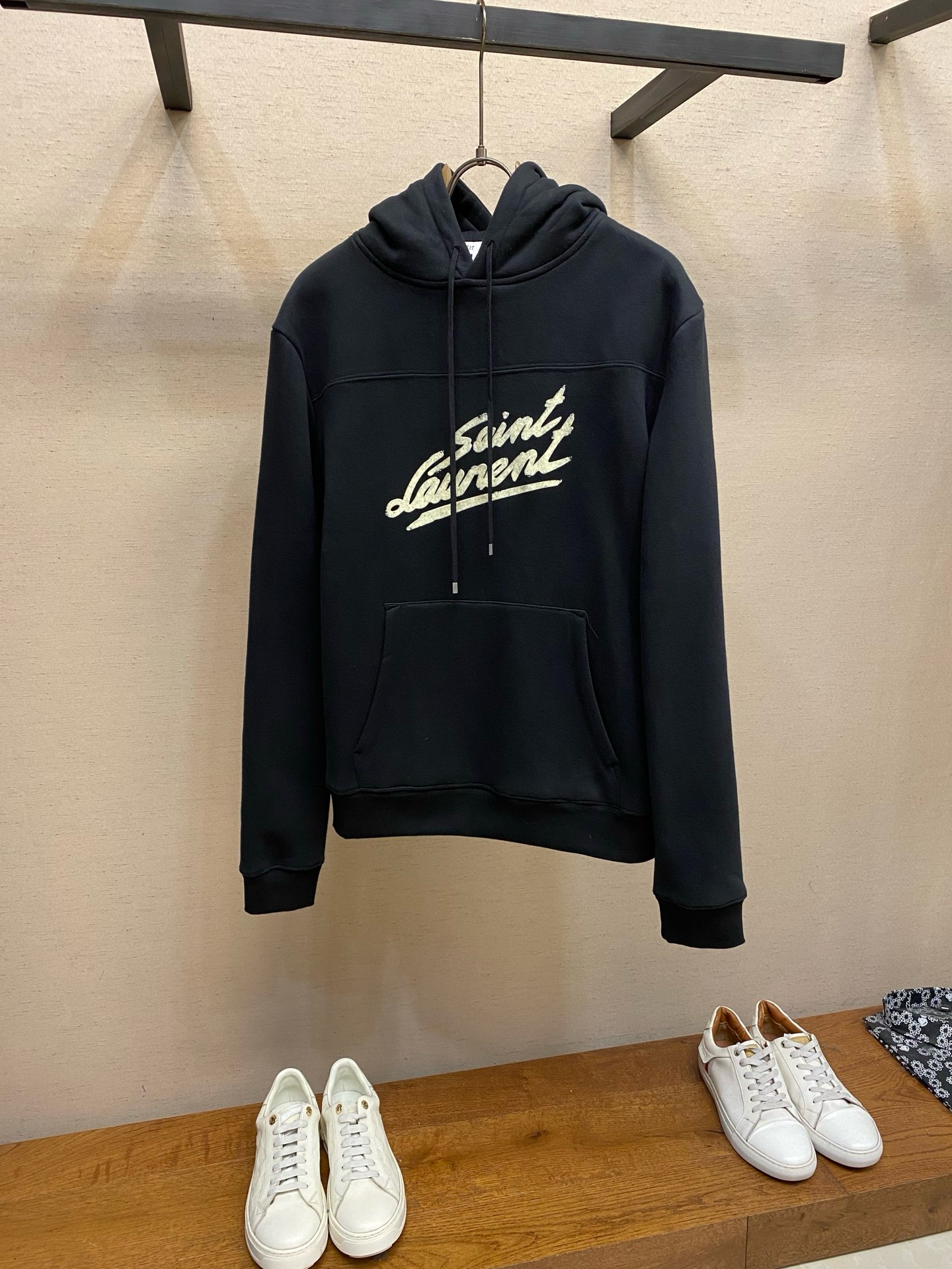 Худи Saint Laurent тёмно-синего цвета с логотипом