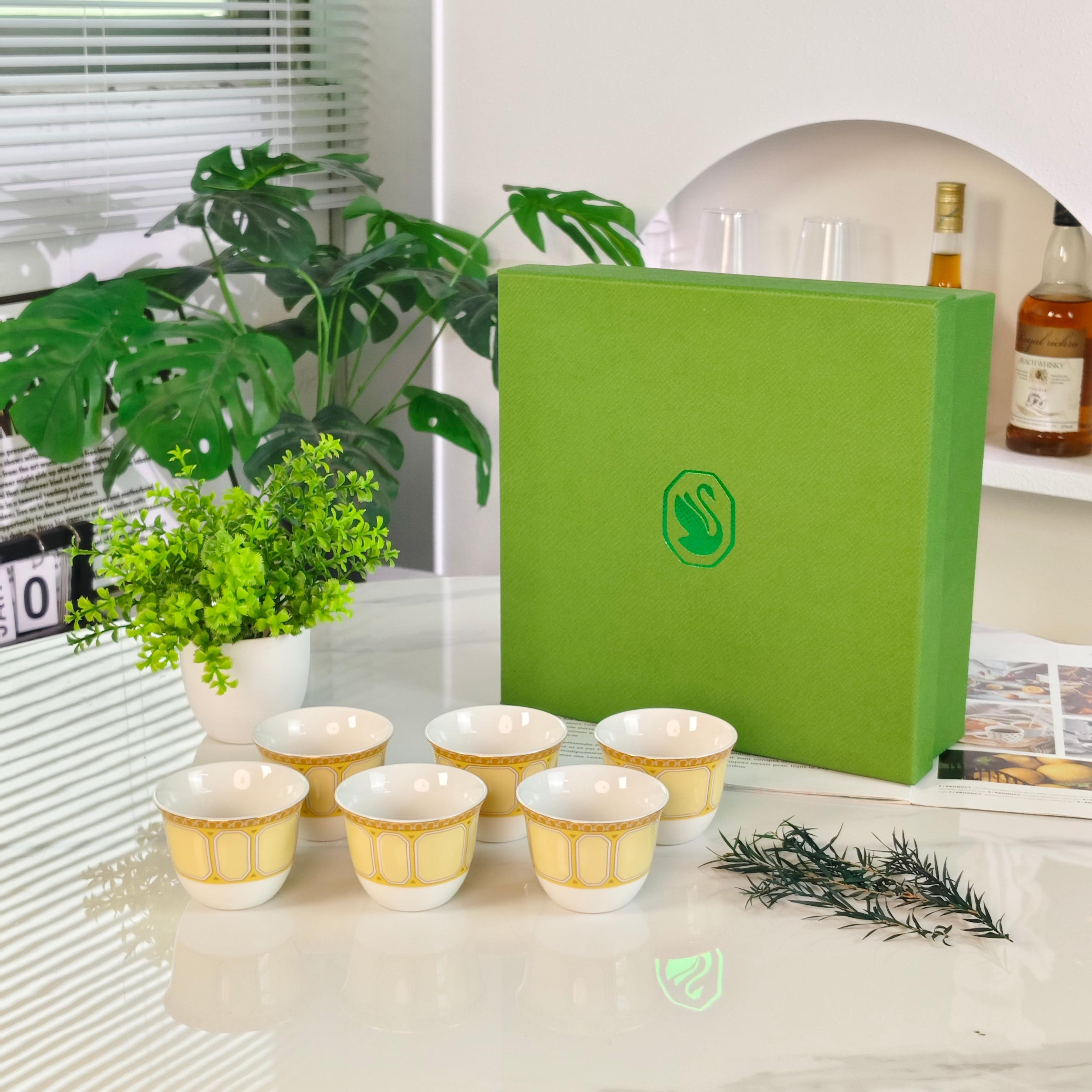 Чайный набор  в стиле Swarovski x Rosenthal из керамики жёлтого цвета