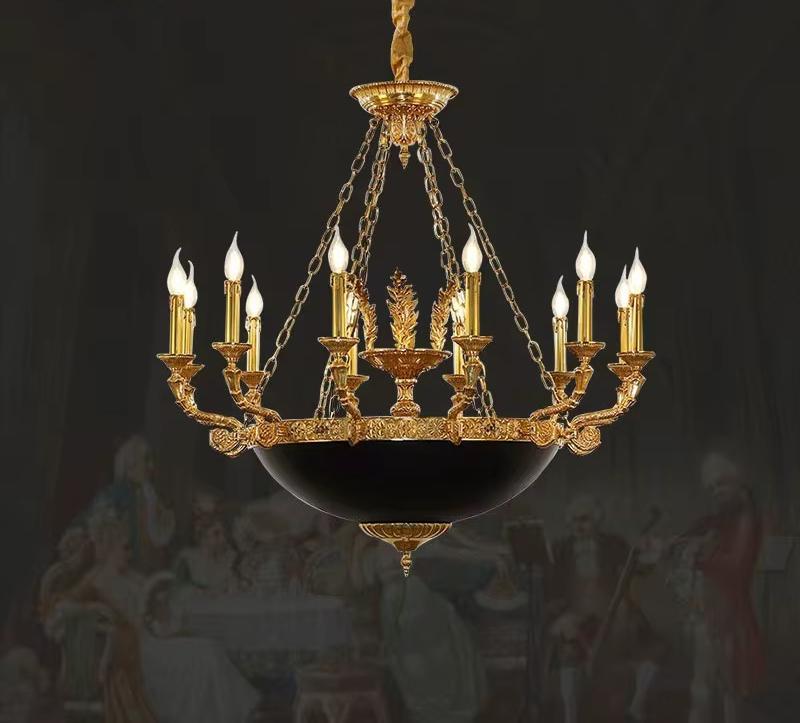 Люстра подвесная классическая из латуни в французском стиле на 6 ламп