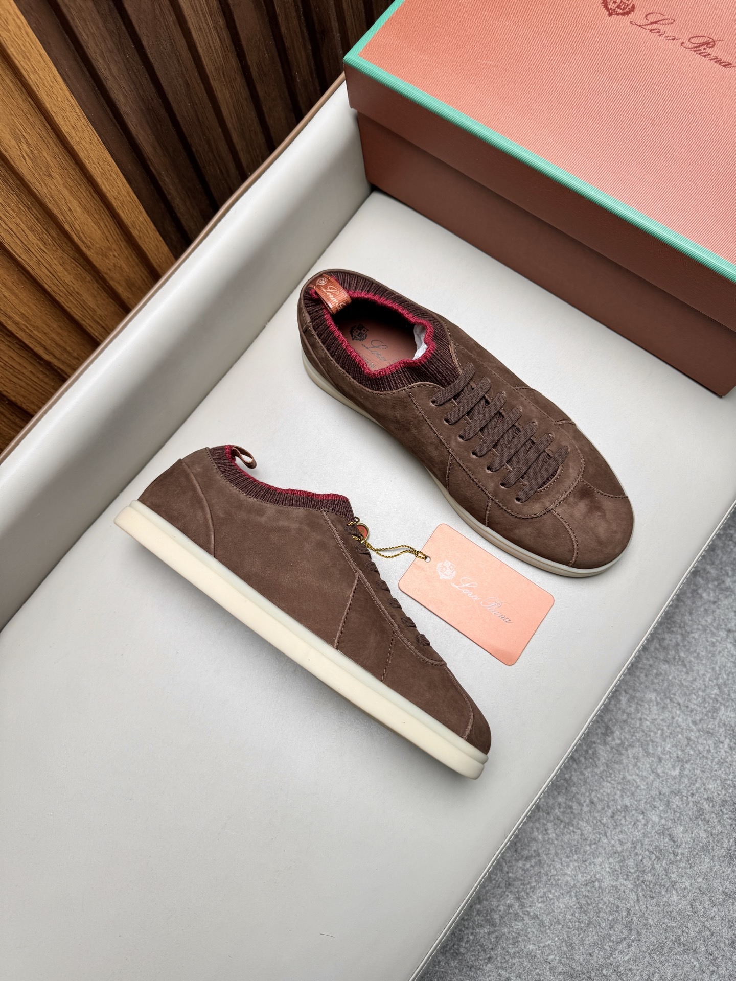 Кроссовки мужские в стиле Loro Piana Soho Walk коричневого цвета