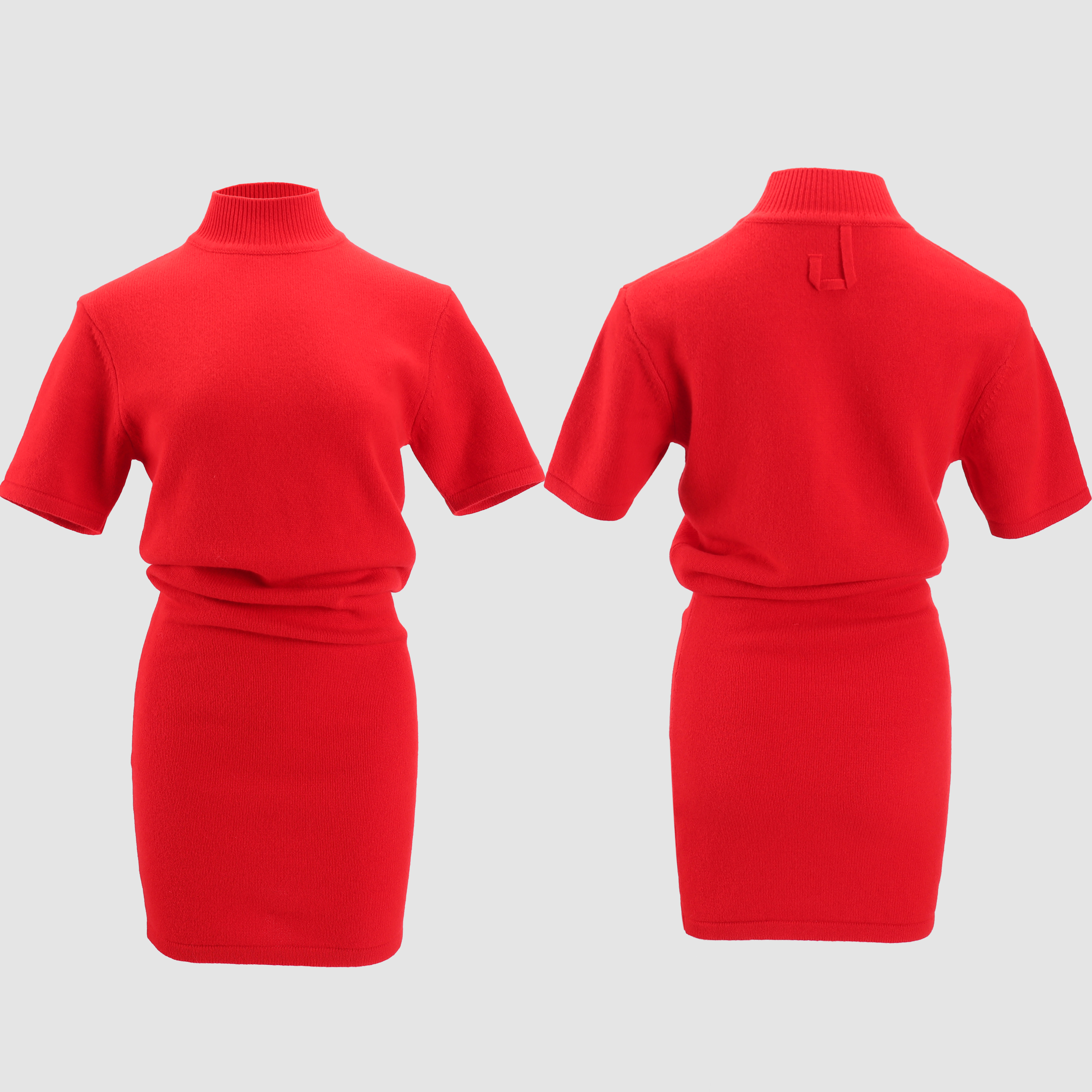 Платье трикотажное женское в стиле Jacquemus красного цвета