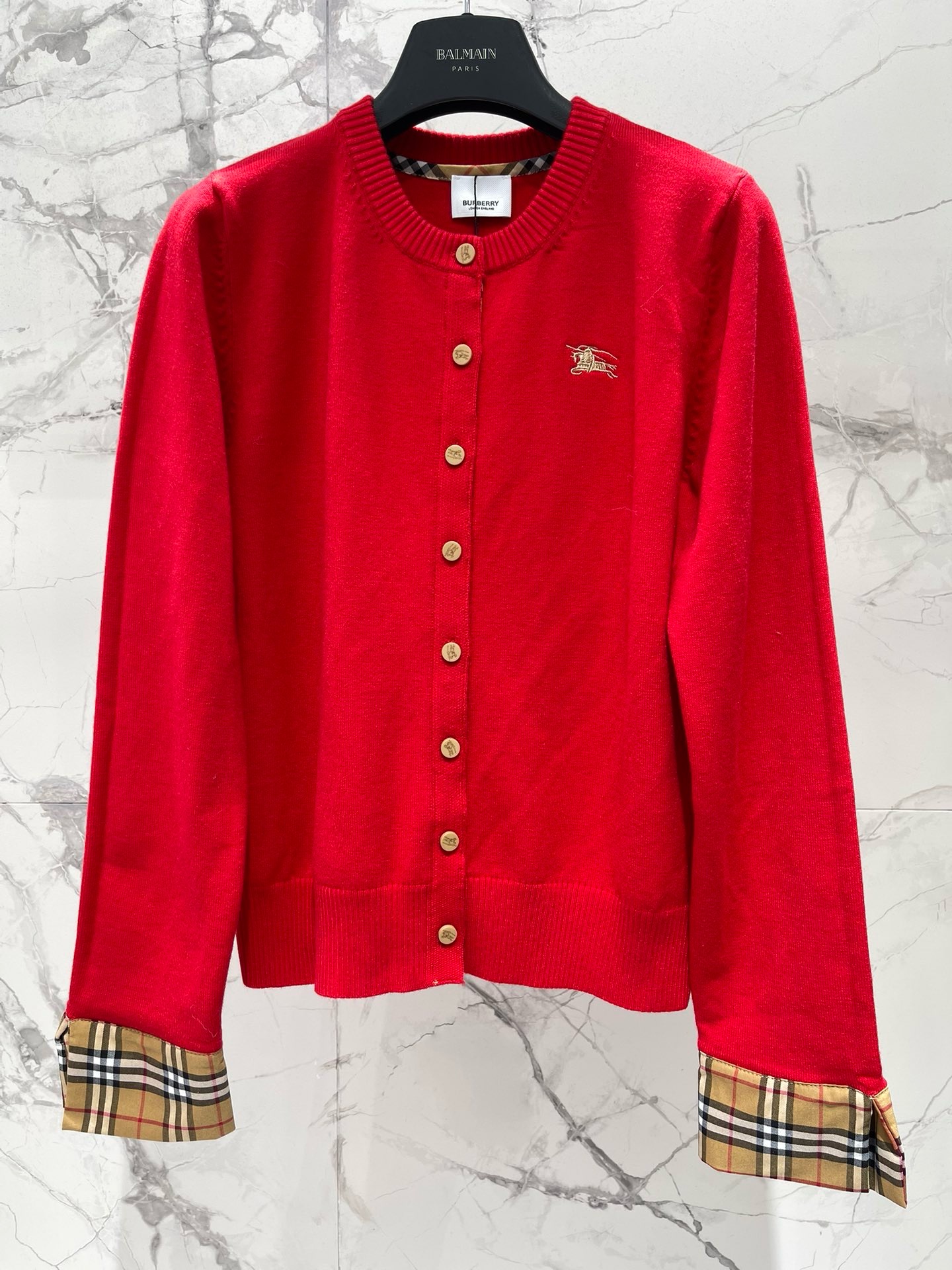 Кардиган женский Burberry EKD Cotton Wool Cardigan красного цвета
