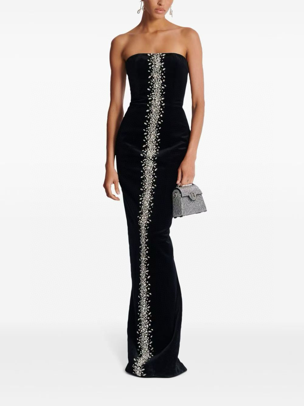 Платье женское в стиле Balmain из бархата с кристаллами