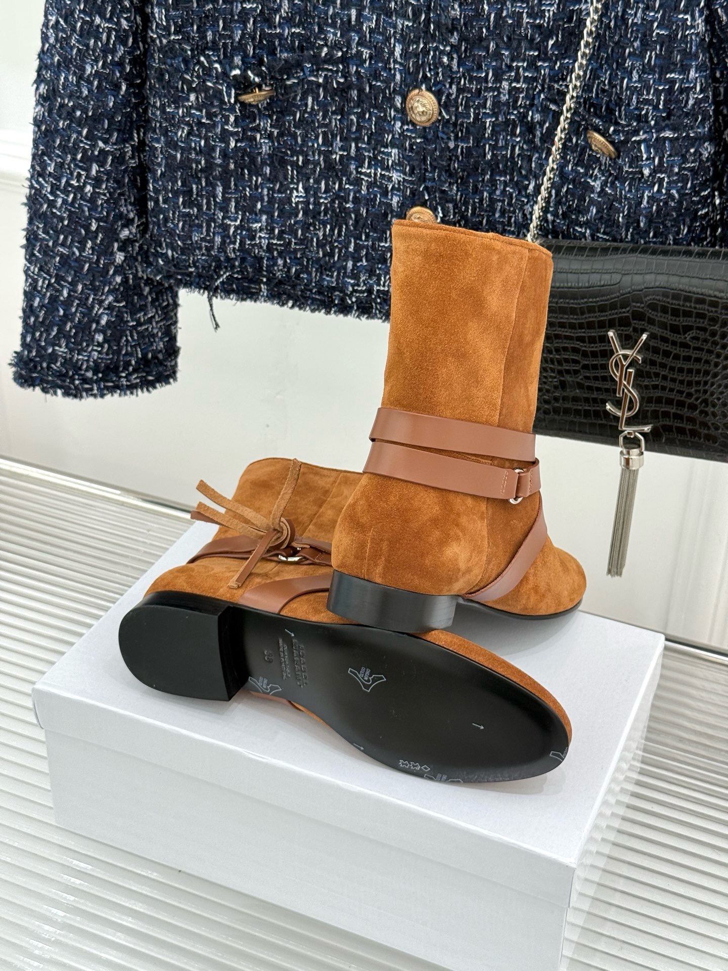 Ботильоны женские Isabel Marant Letiz Boots с завязками золотисто-коричневого цвета