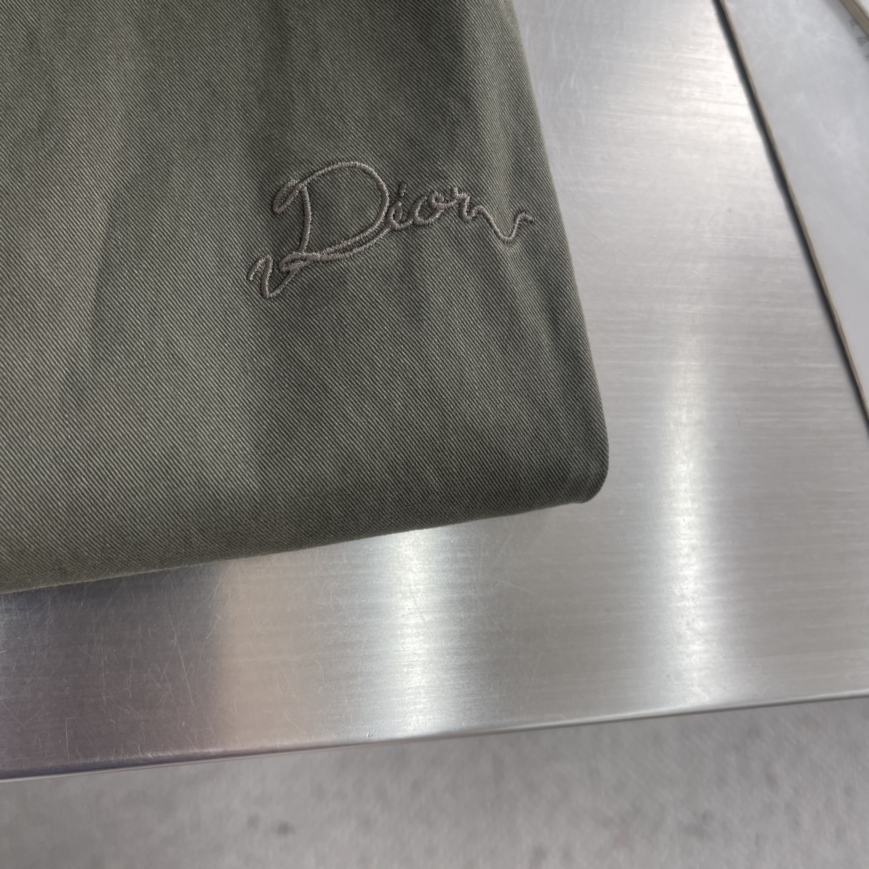 Брюки мужские в стиле Dior из хлопка зелёного цвета карго с эластичным поясом