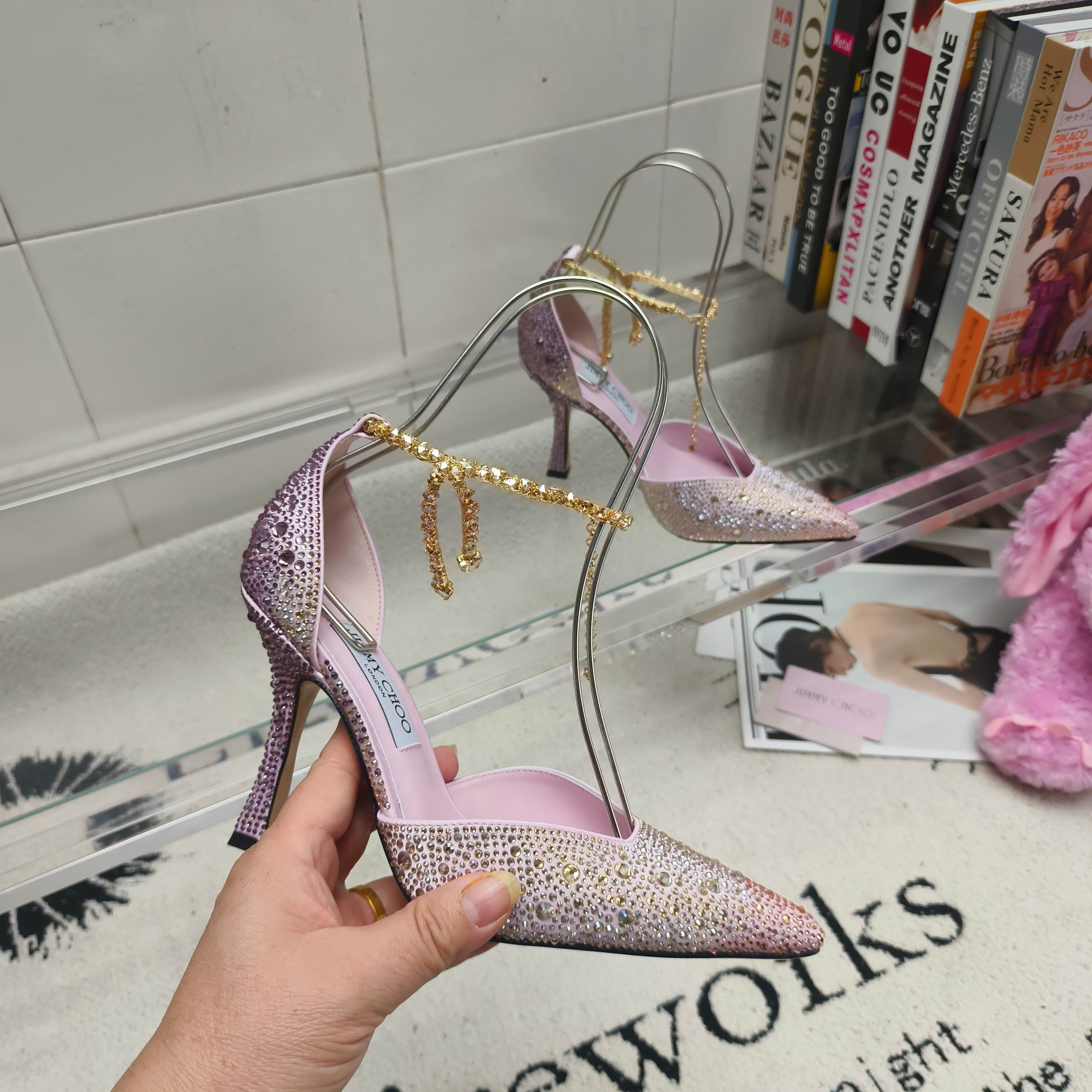 Туфли женские в стиле Jimmy Choo розового цвета