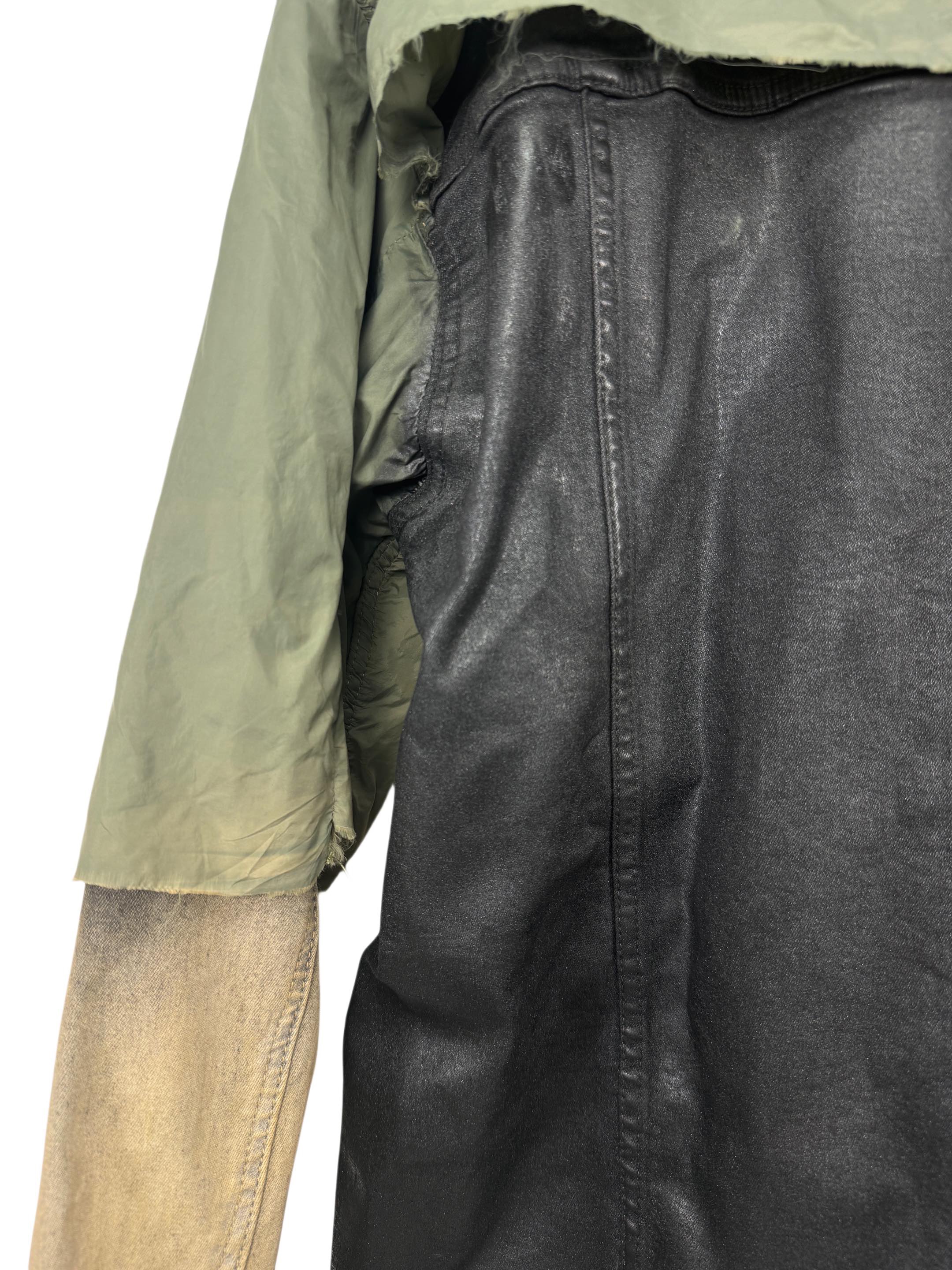 Куртка унисекс в стиле Rick Owens DRKSHDW из комбинированных материалов с эффектом состаривания