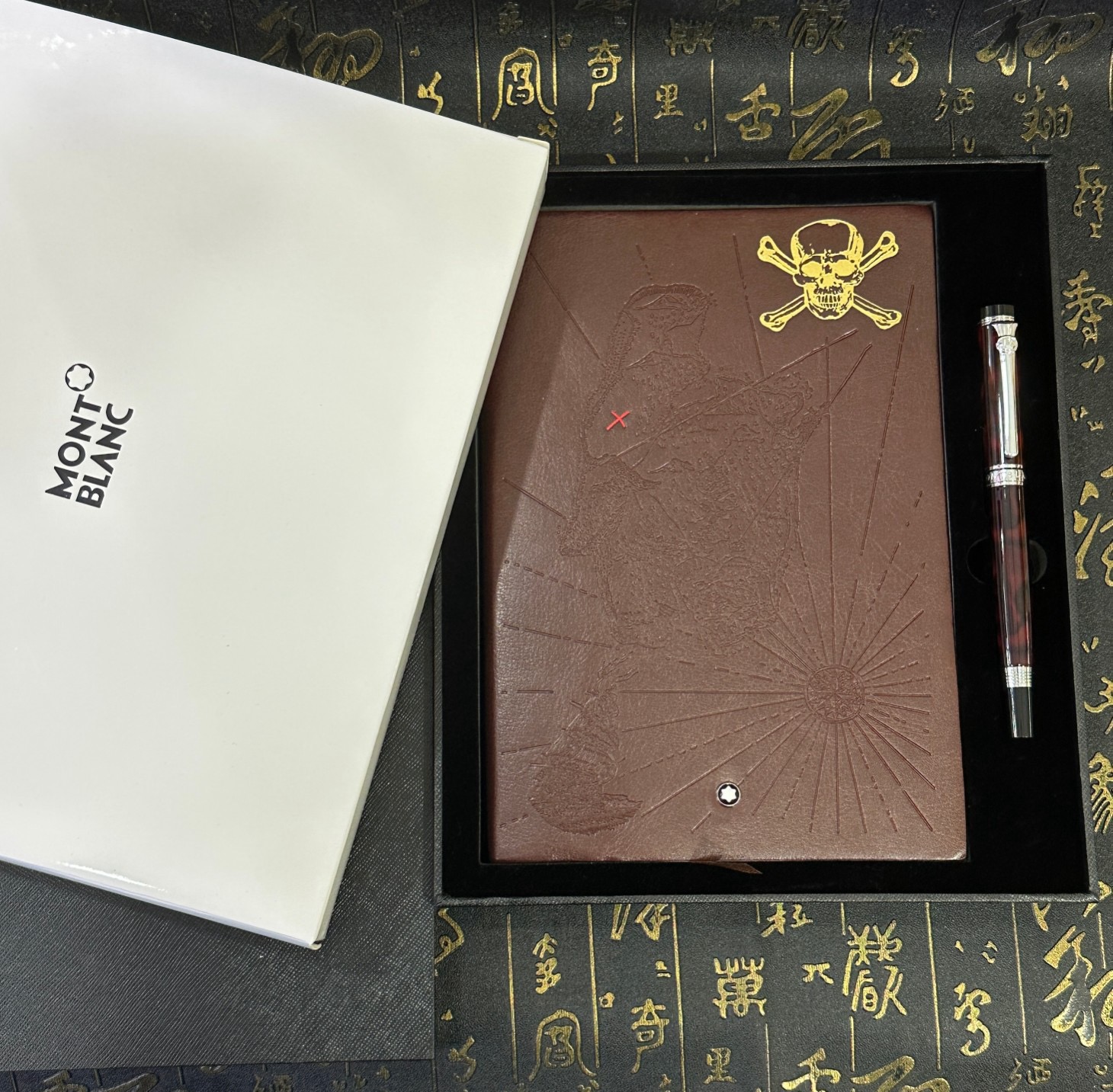Набор канцелярский в стиле Montblanc: блокнот и ручка (бордового цвета)