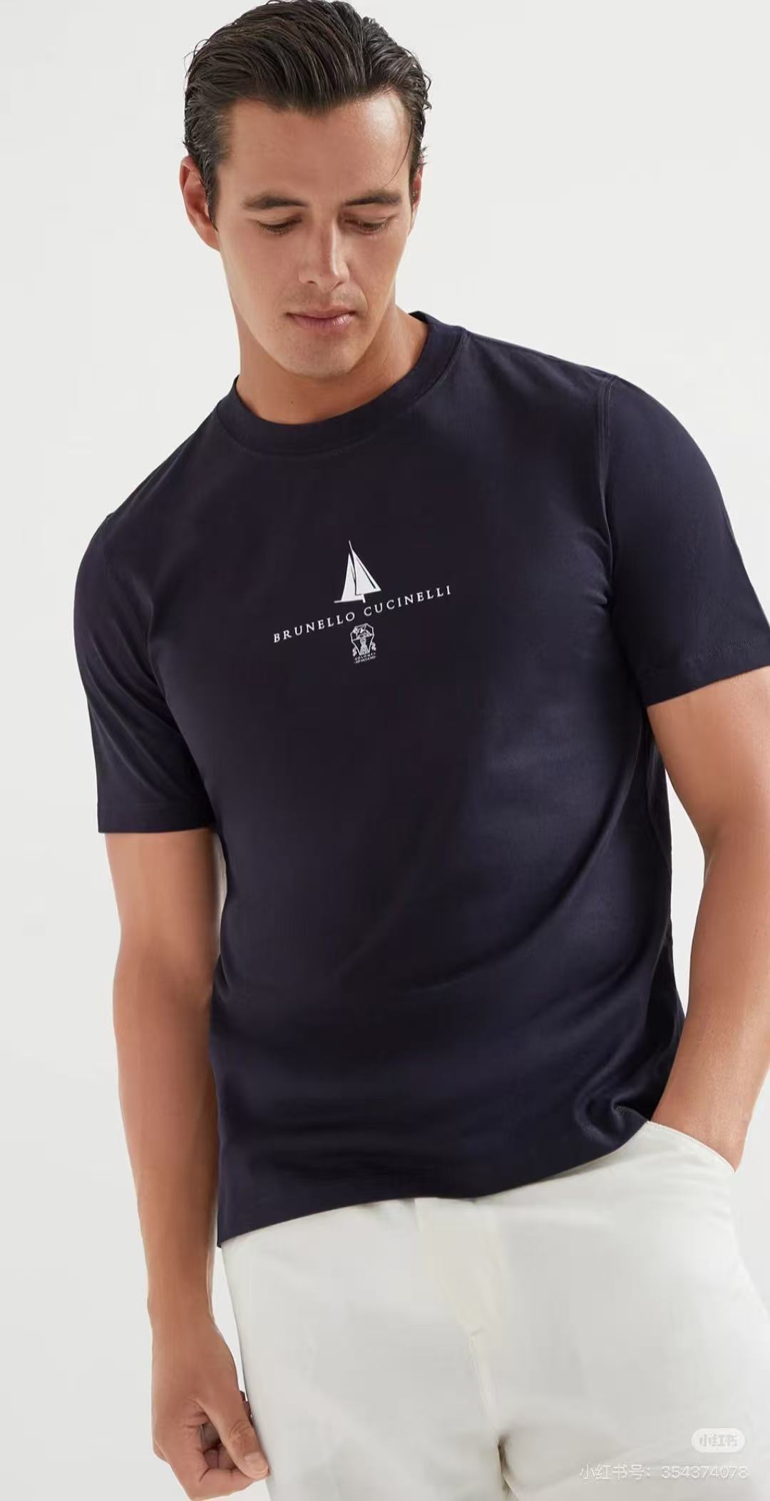 Футболка унисекс в стиле Brunello Cucinelli с принтом из хлопка чёрного цвета