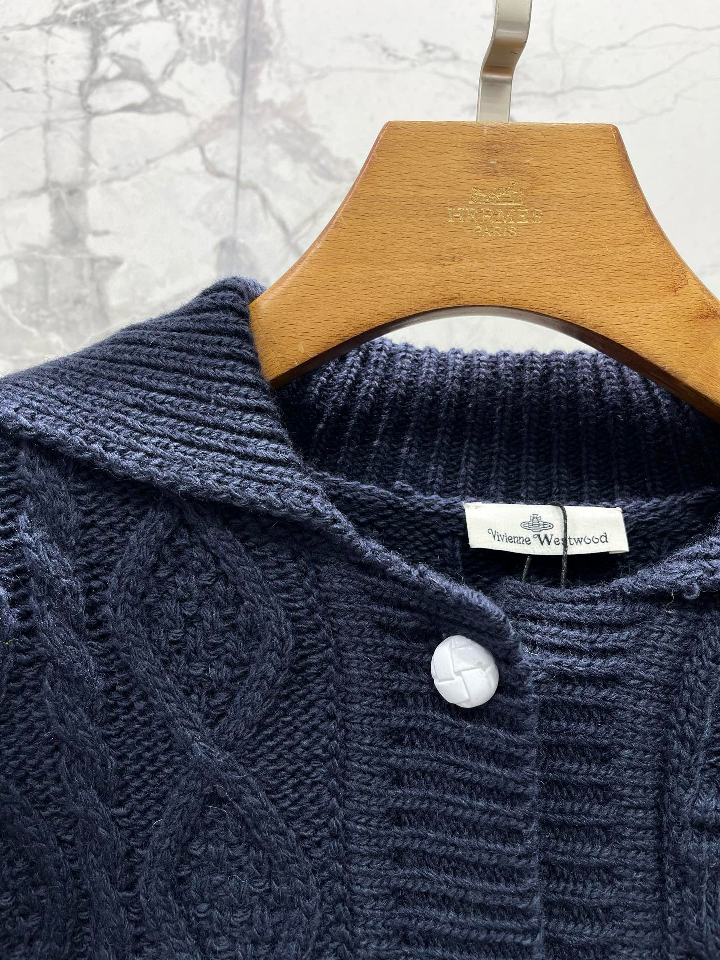 Жакет женский в стиле Vivienne Westwood из вязаного трикотажа с вышивкой звезды, тёмно-синий