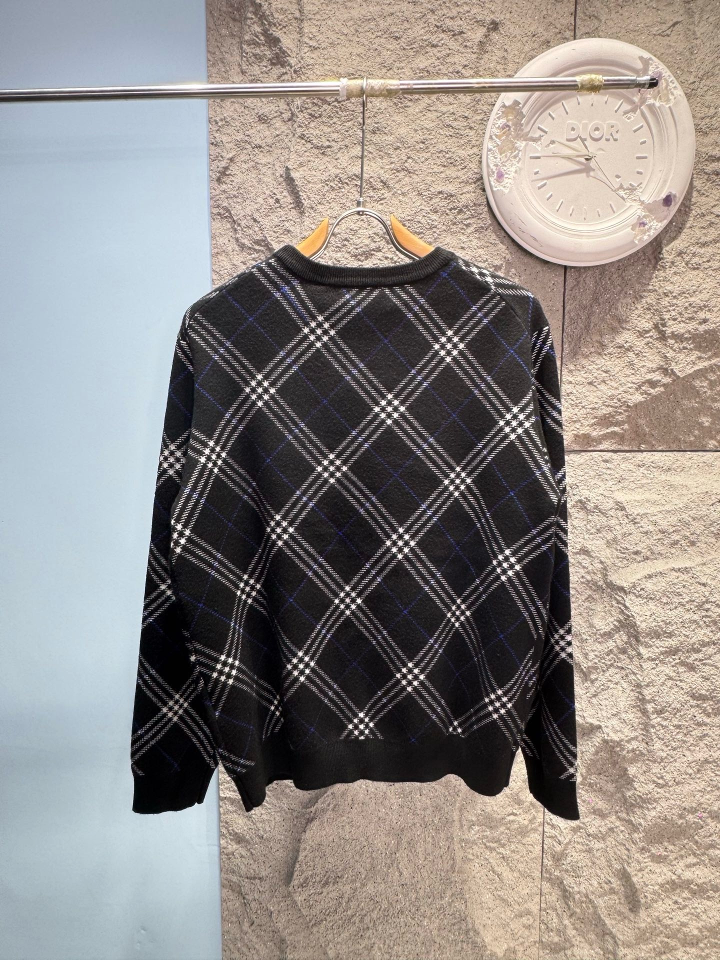 Джемпер мужской Burberry Check Crew-Neck чёрного цвета