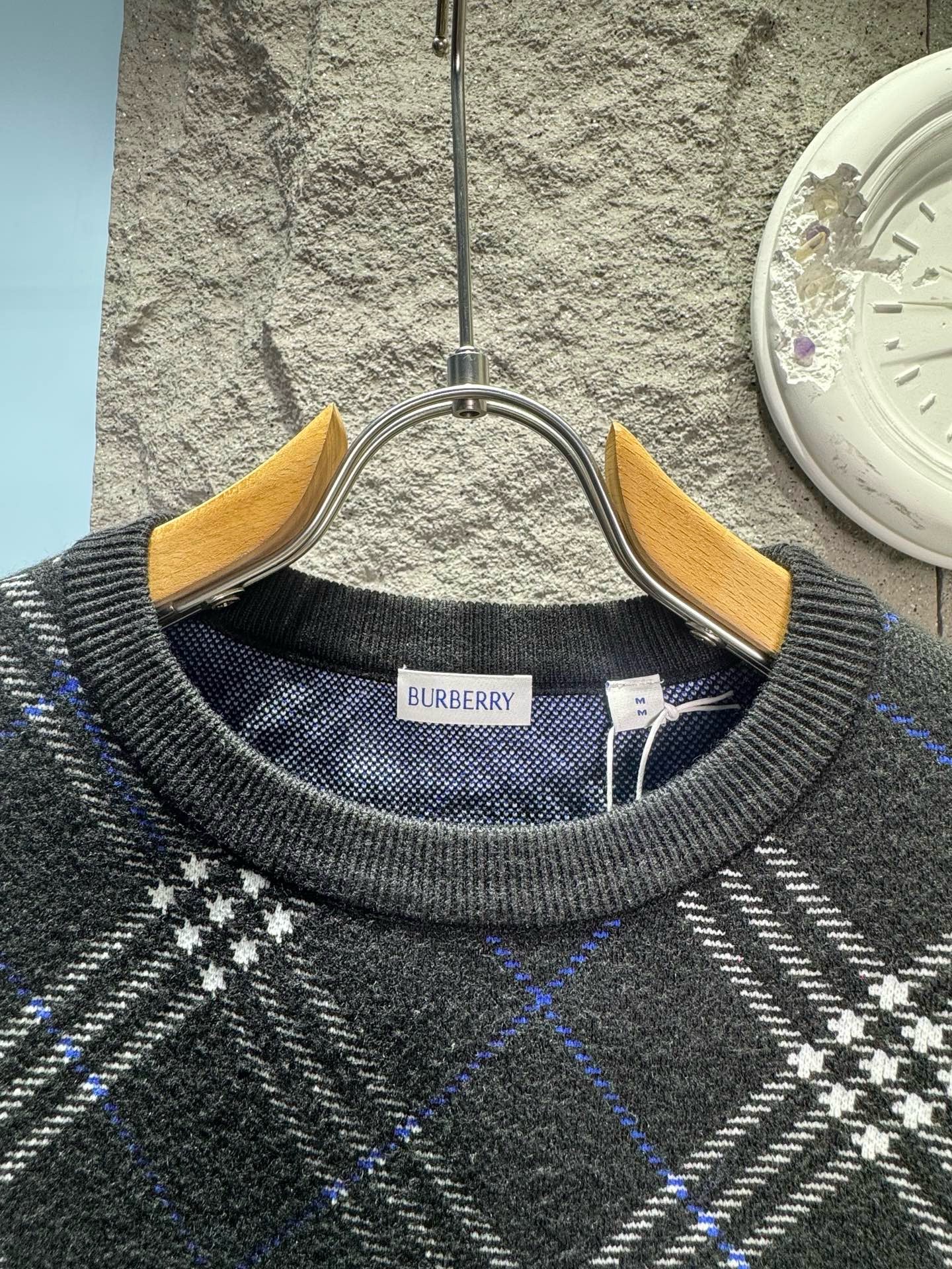 Джемпер мужской Burberry Check Crew-Neck чёрного цвета