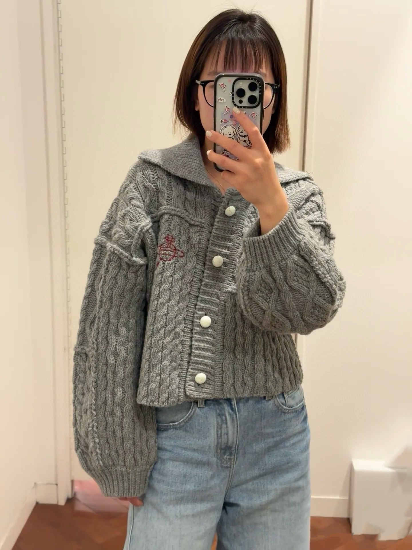 Жакет женский в стиле Vivienne Westwood с объёмной вязкой и вышивкой звезды