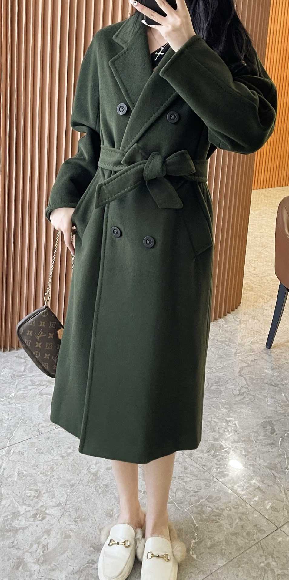 Пальто женское в стиле Max Mara Anne-Marie Beretta зелёного цвета